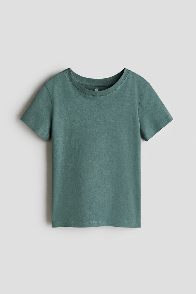 Cotton T-Shirt - Dark green melange/Dusty blue/Blue melange - 1