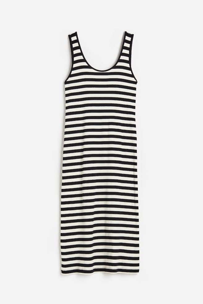Ribbed dress - Black/White striped/Light grey marl/Red/White striped/Light pink/Green striped/dc - 2