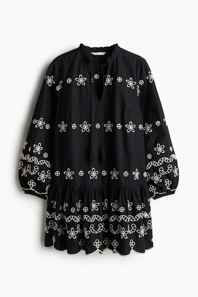 Tuniekjurk van broderie anglaise - Zwart/wit - 1