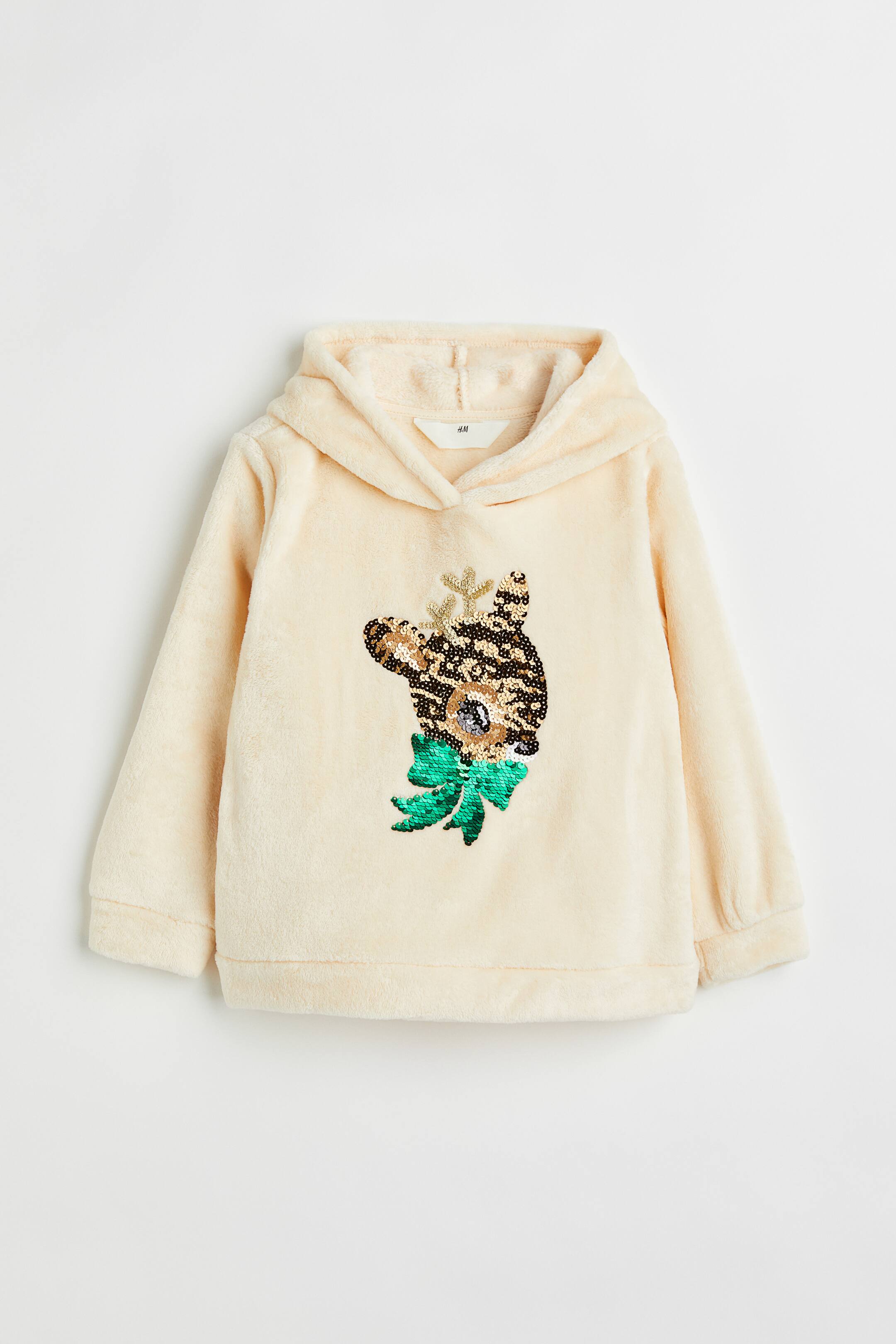 Xem ảnh lớn hơn: Áo có mũ vải giả lông cừu dày - Màu be nhạt/Tuần lộc - Kids | H&M VN 1