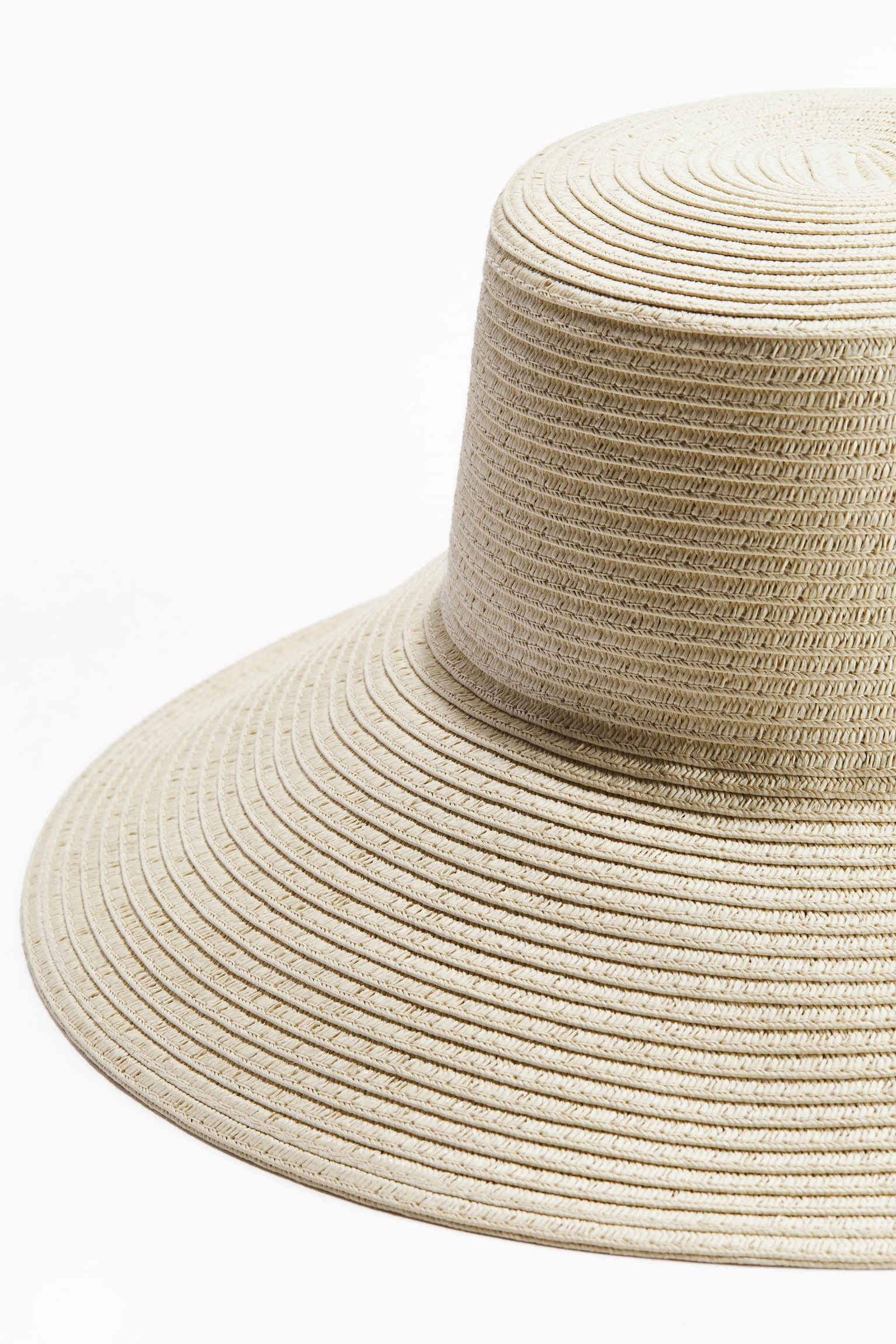 Sloping-brim straw hat-Light beige - 2