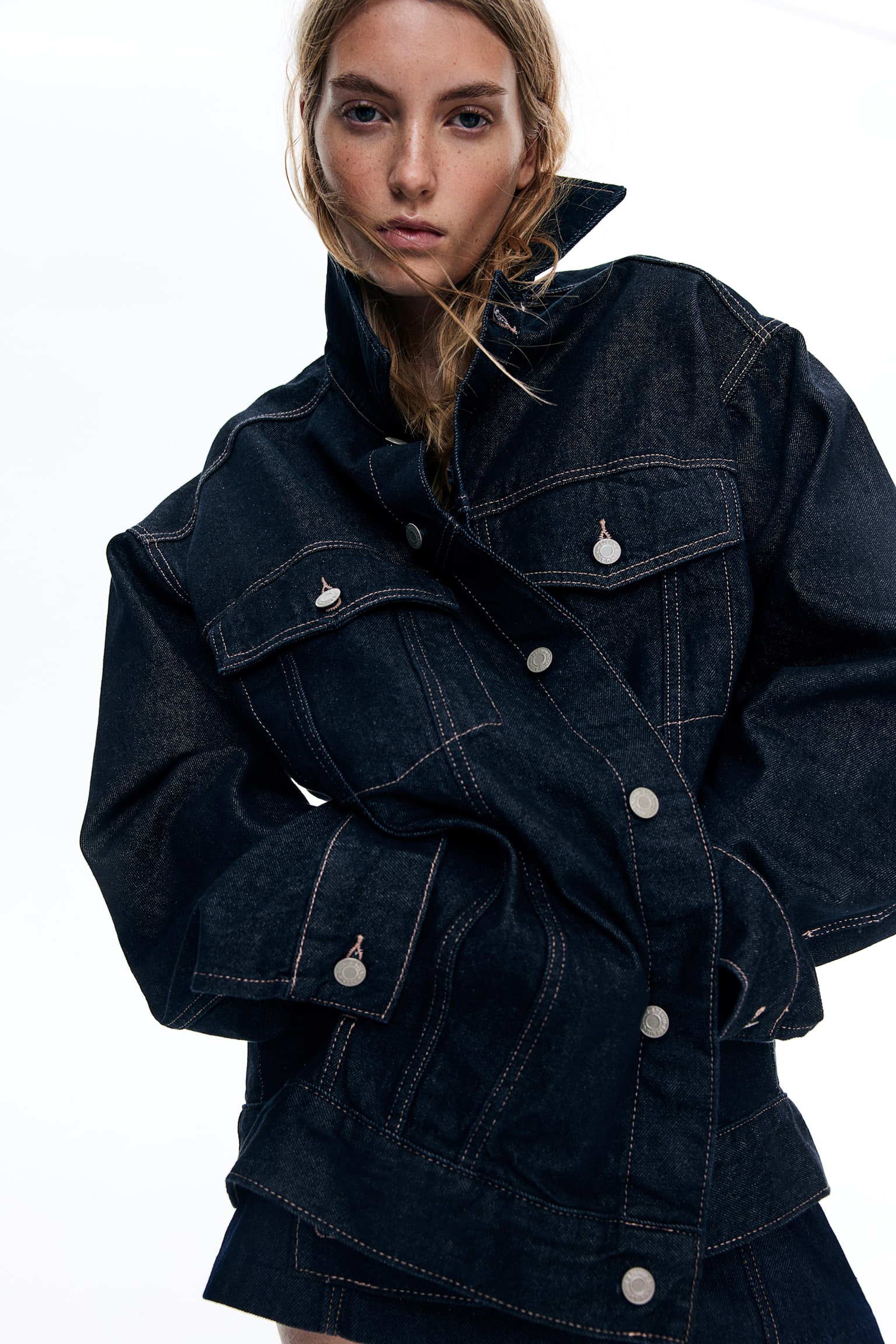 Oversized denim jacket - Dark denim blue/Denim blue/Light denim blue - 1