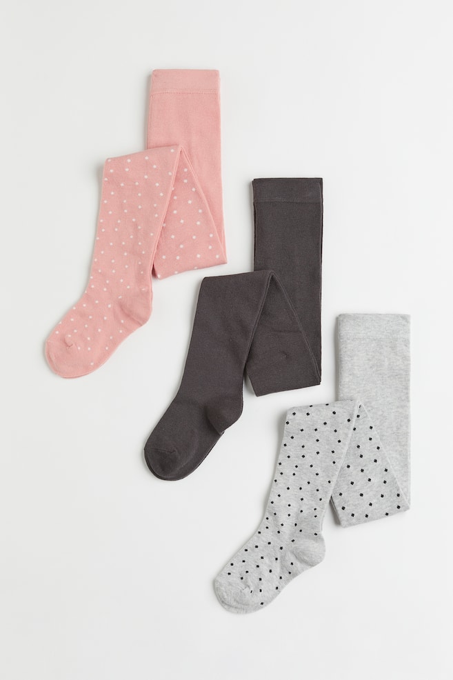 3-pack tights - Light grey/Spotted/Light pink/Dark grey/Light pink/Hearts/Dark brown/Bears