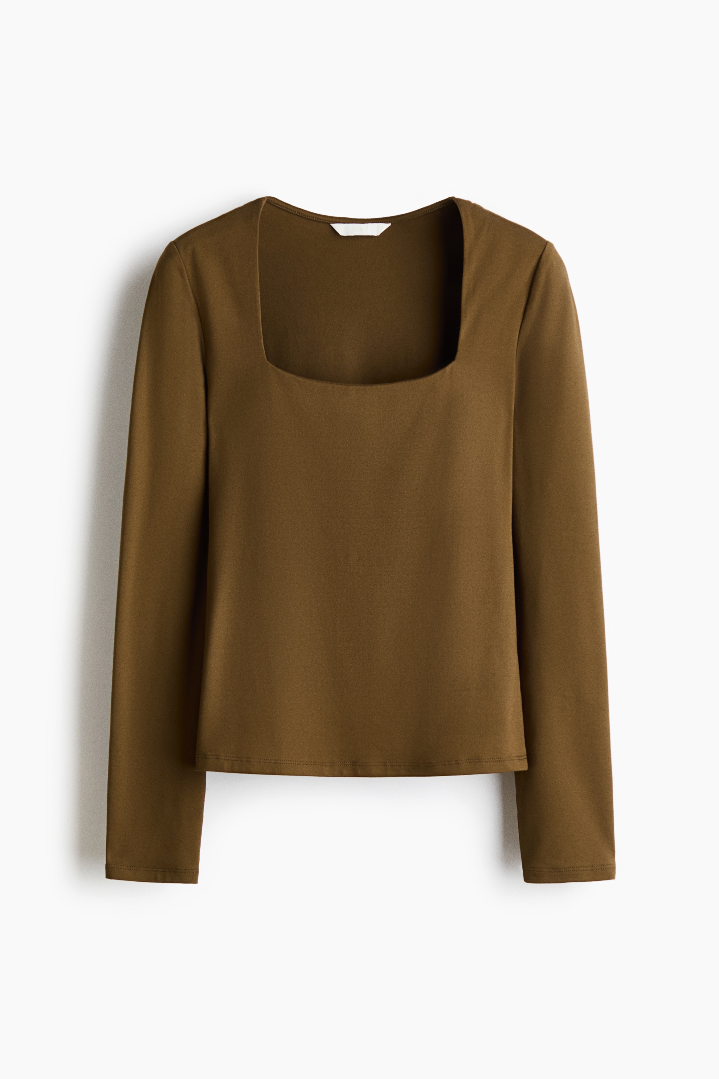 Long-sleeved jersey top - Verde-kaki închis/Crem/Bej-deschis/Maro-închis/Maro-închis/Taupe-închis/Verde-oliv/Alb/Negru/Maro-ruginiu