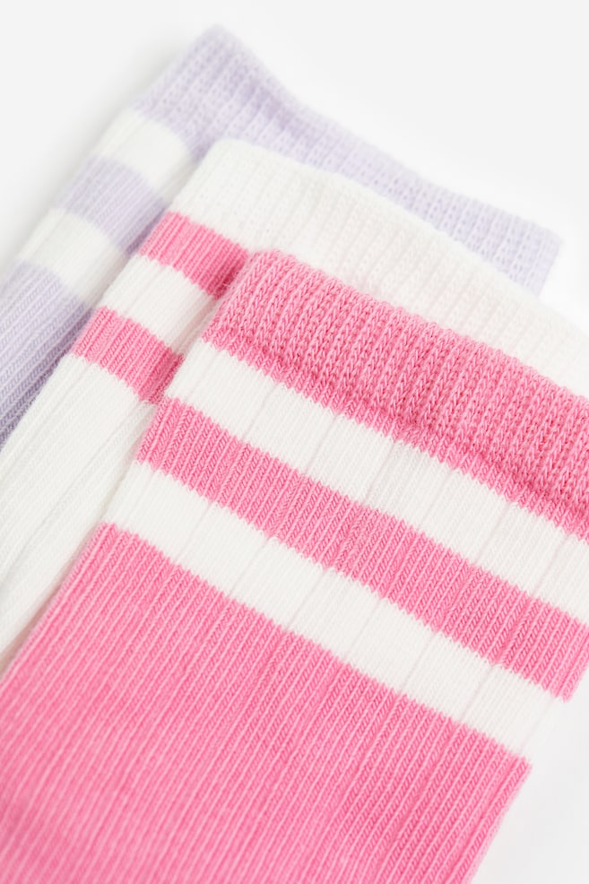3-pack socks - Lilac/Pink/White/Brown/Grey marl/Dark green/Striped/Light purple/Striped/dc/dc/dc - 2