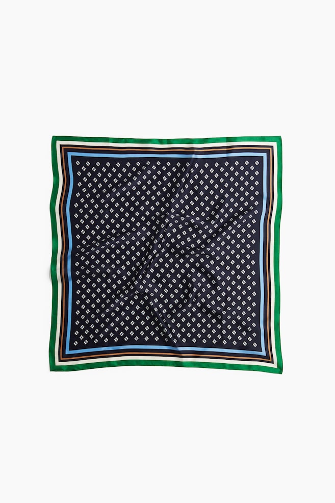 Printed Silk Scarf - Navy blue/green/Light beige/black/Navy blue/knots/Beige/leopard print - 1