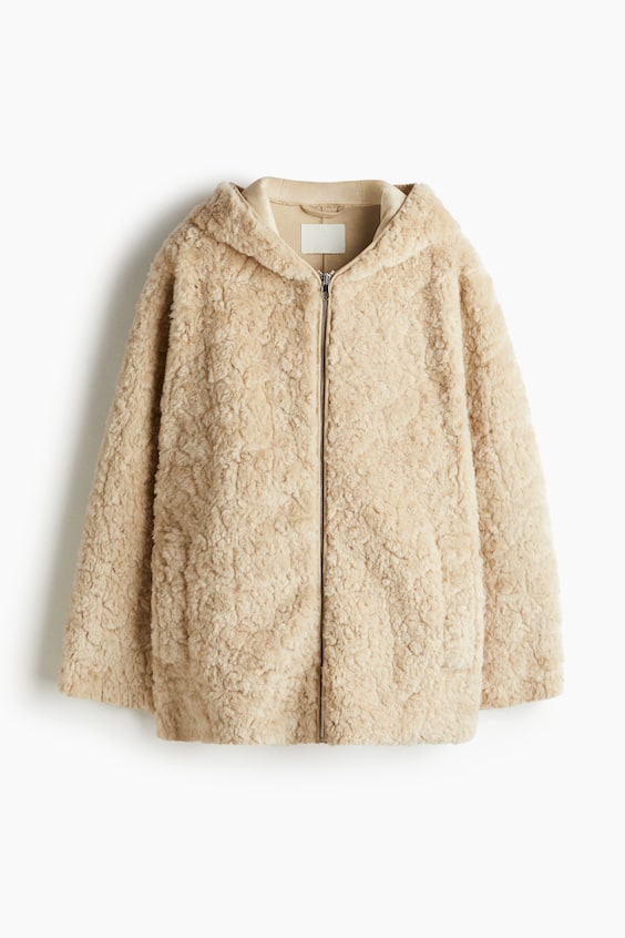 Женские куртки H&M Hooded Teddy Fleece Jacket