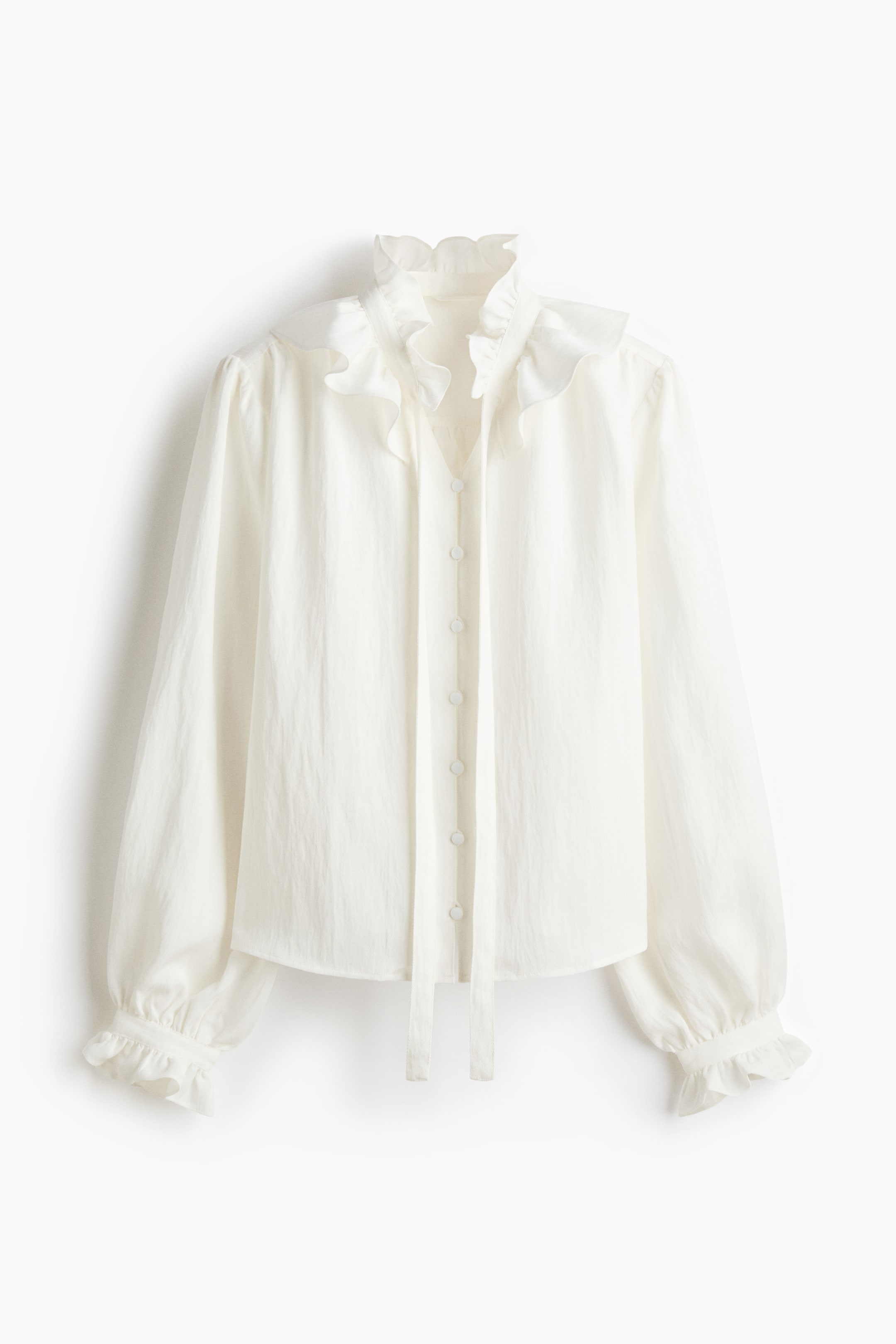 拡大画像を表示: フリルカラーブラウス - ホワイト - レディース | H&M JP 5