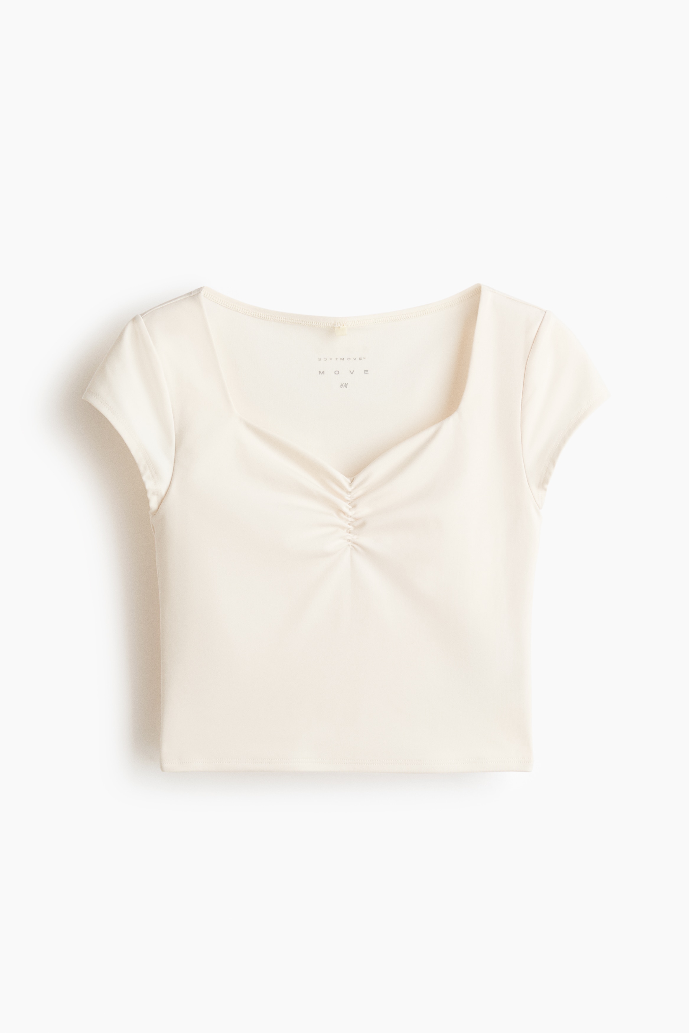 Cropped Sportshirt mit SoftMove™ - Cremefarben/Schwarz