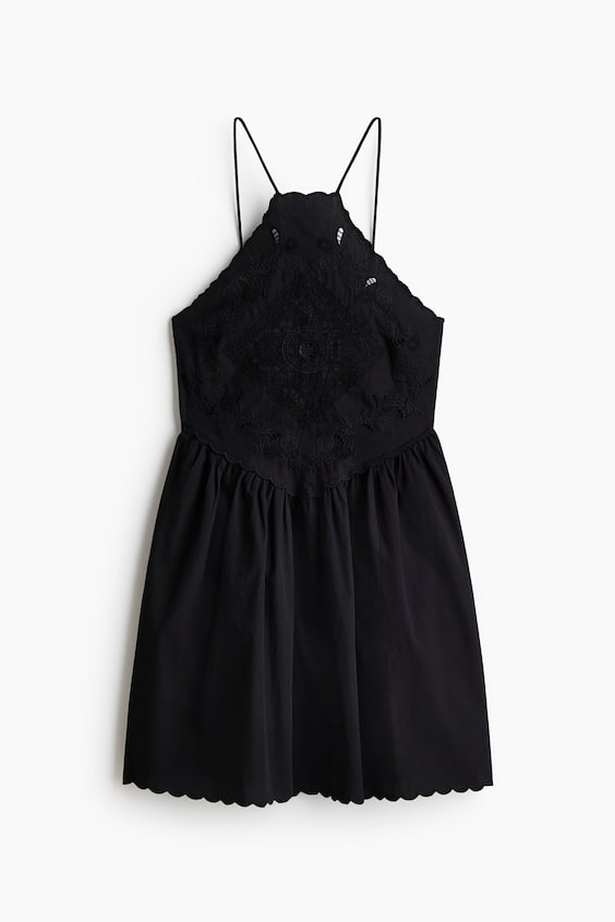 Женские платья H&M Flared-Skirt Dress with Eyelet Embroidery