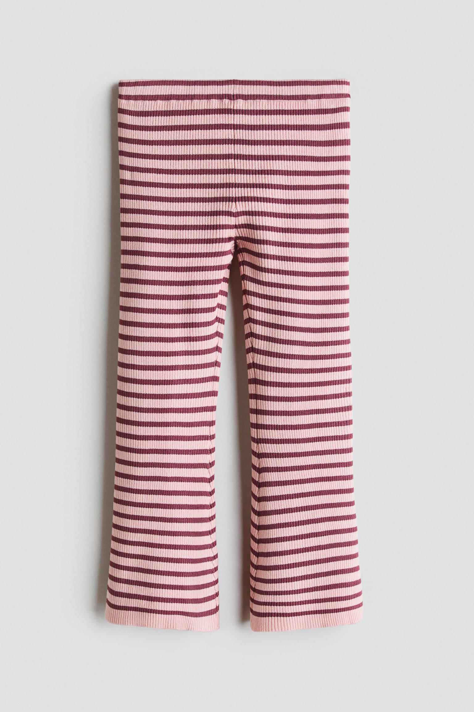 Legging évasé en tricot côtelé - Rose clair/rayé/Crème/rayé