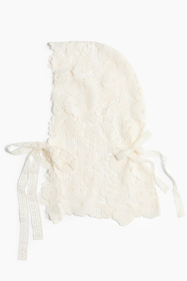 Lace head scarf - Cream - 1