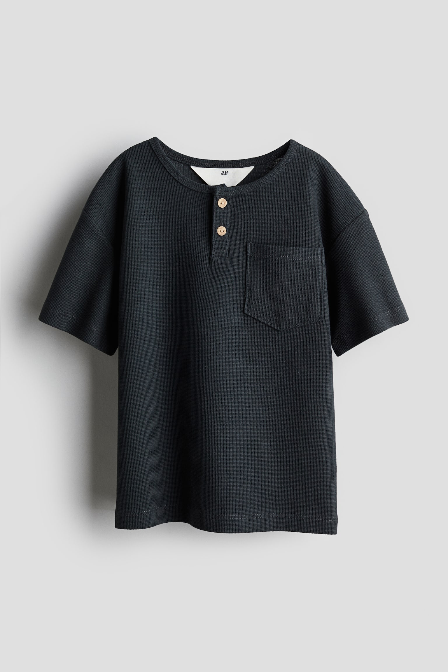 Henley Tee - Black/Natural white/Dark beige - 1