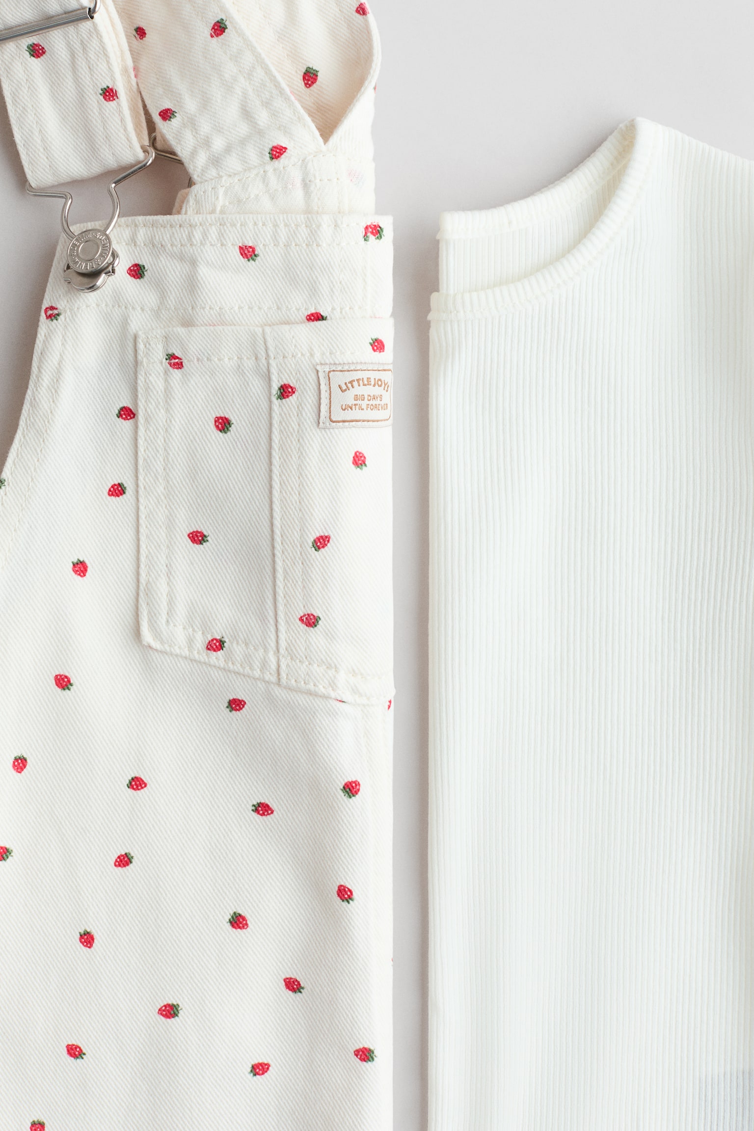 Zweiteiler aus Baumwolle - Weiss/Erdbeeren/Schwarz/Cremefarben/Hellrosa/Cremefarben - 2