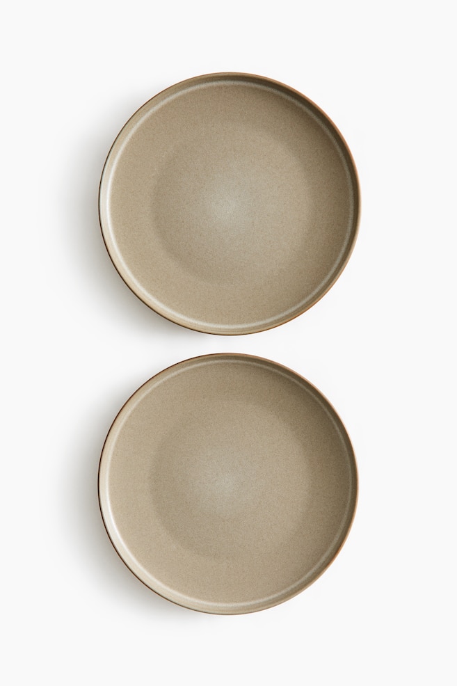 Set van 2 dinerborden met reactief glazuur - Beige/Lichtbeige/Zwart - 1
