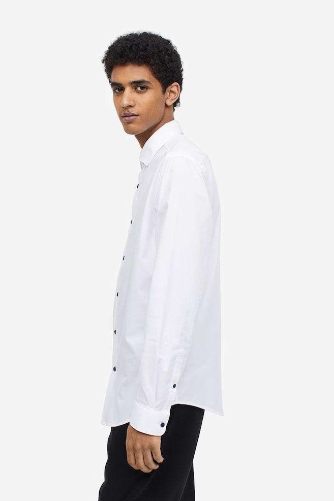 Skjorte i premium cotton Slim Fit - Hvid/Lyseblå/Sort - 5