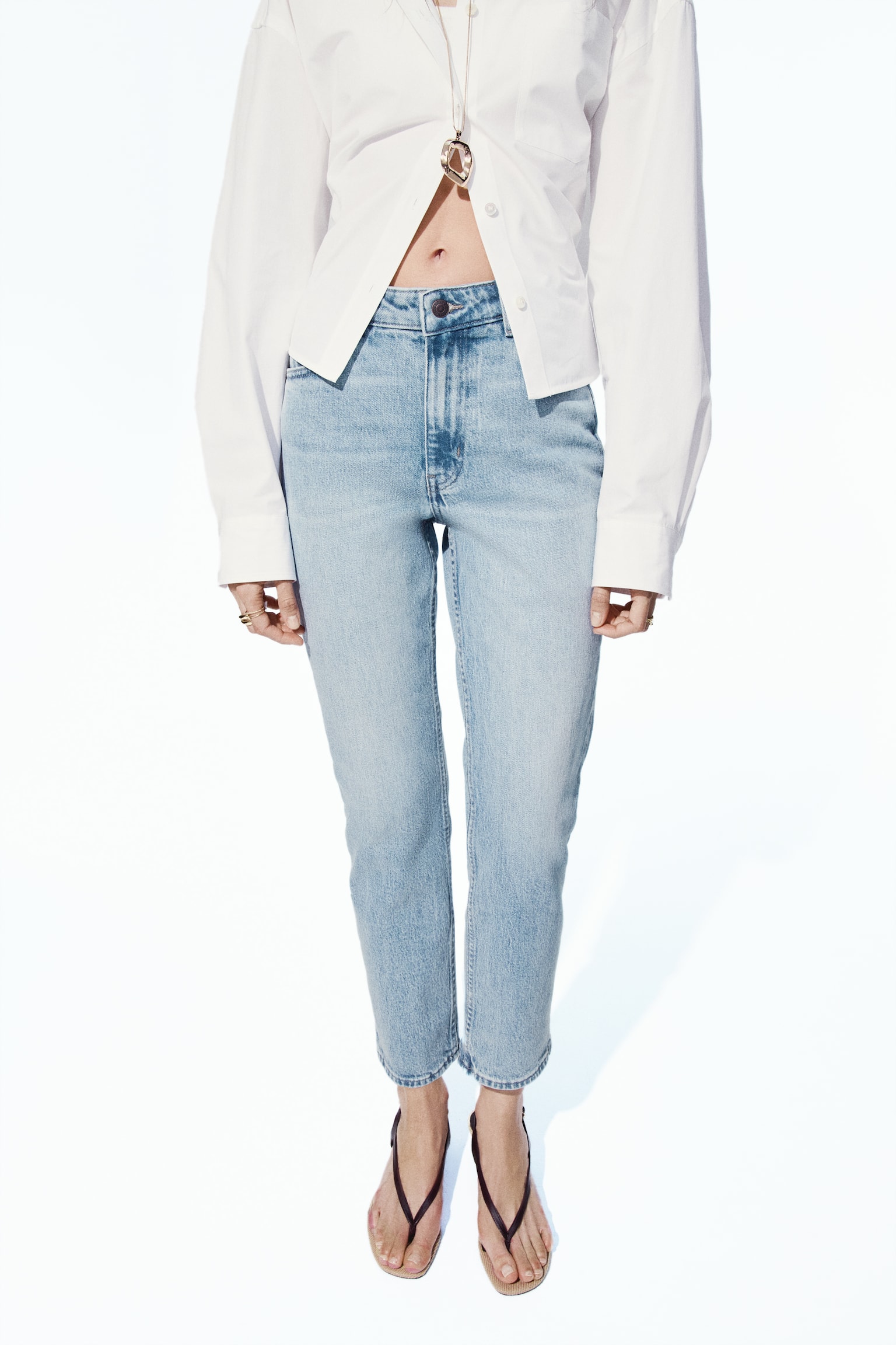 Slim Straight Regular Waist Ankle Jeans - Jasnoniebieski denim - 3