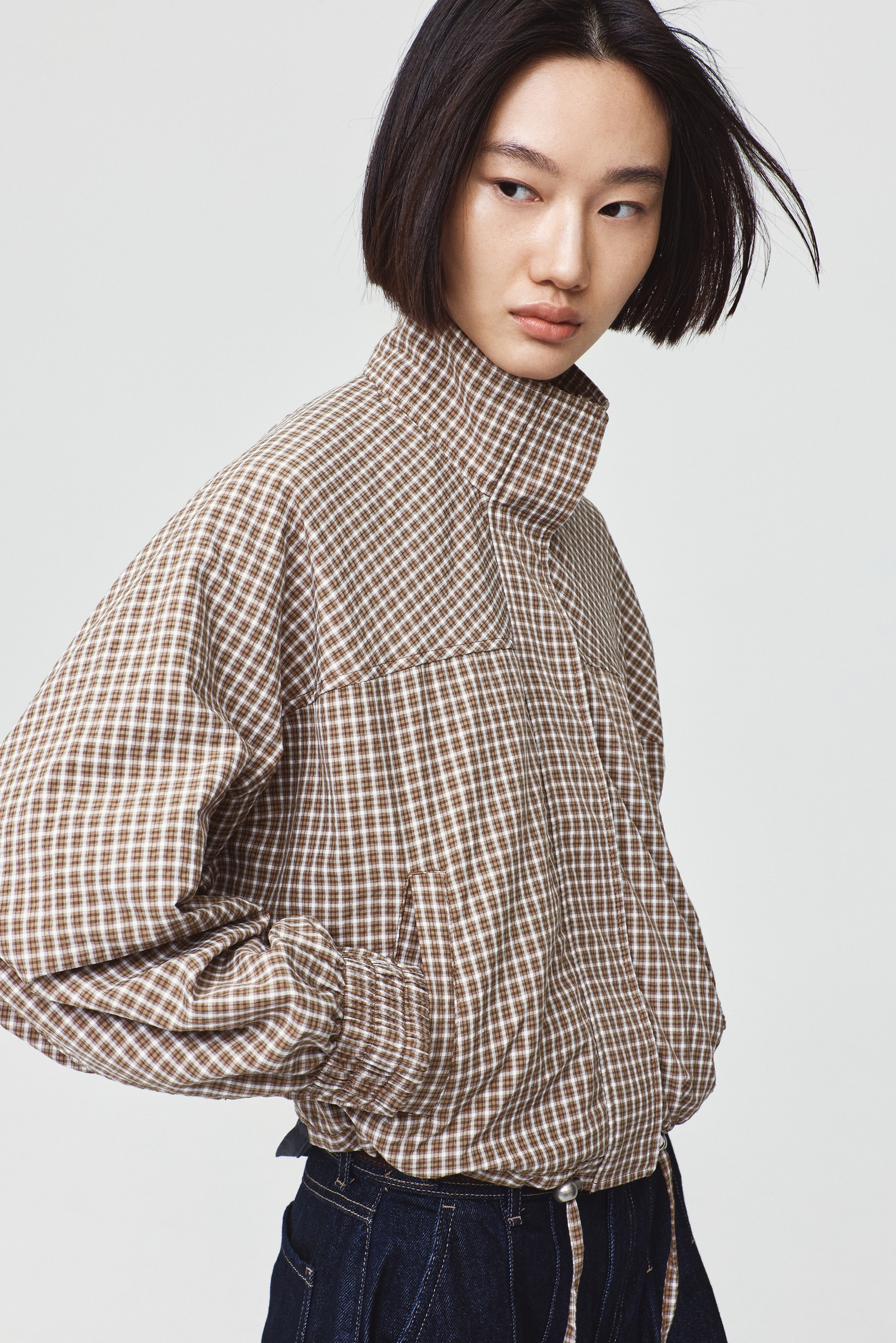 ドルマンスリーブジャケット - ベージュ／チェック - レディース | H&M JP