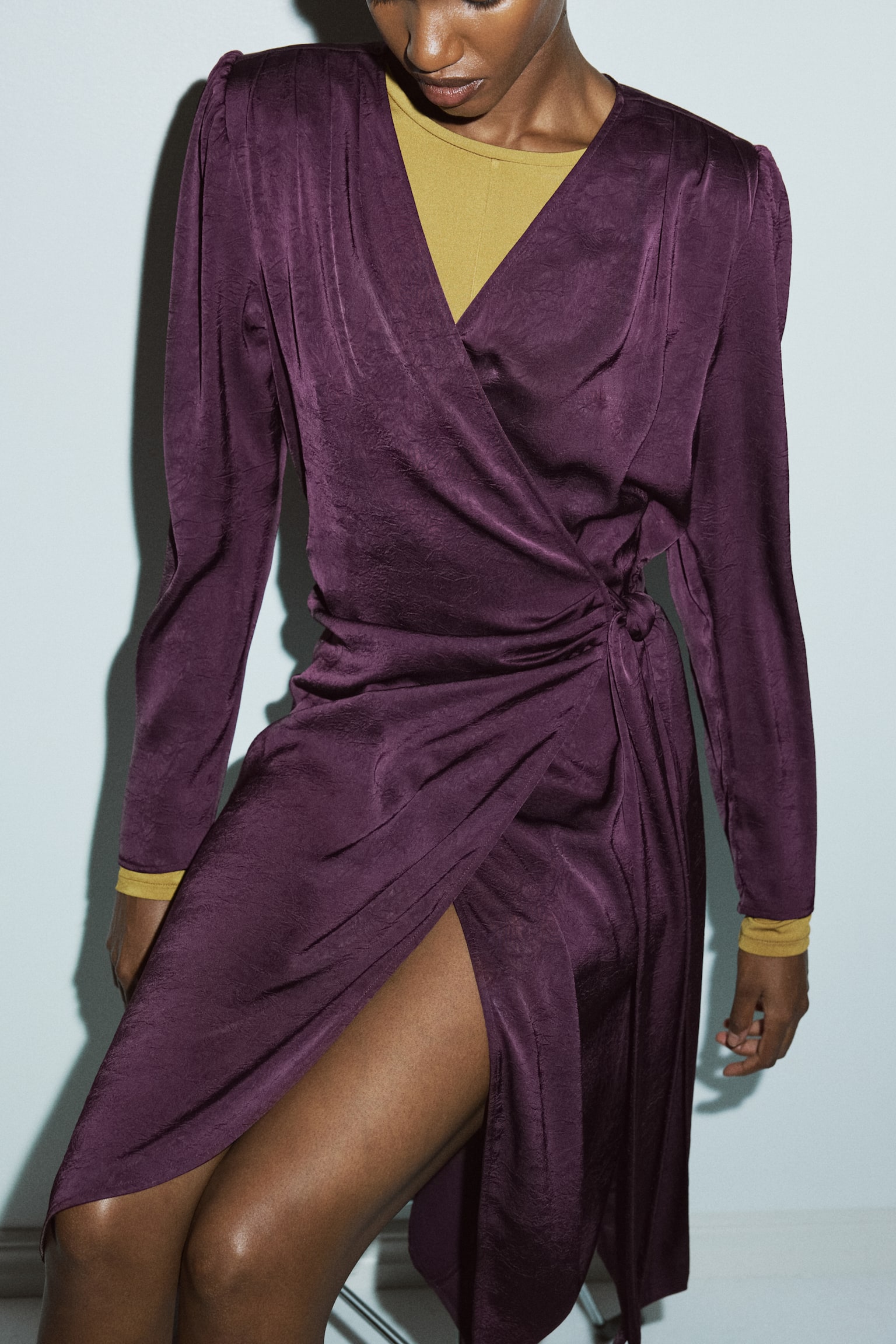 Tie-detail dress - Plum purple - 4