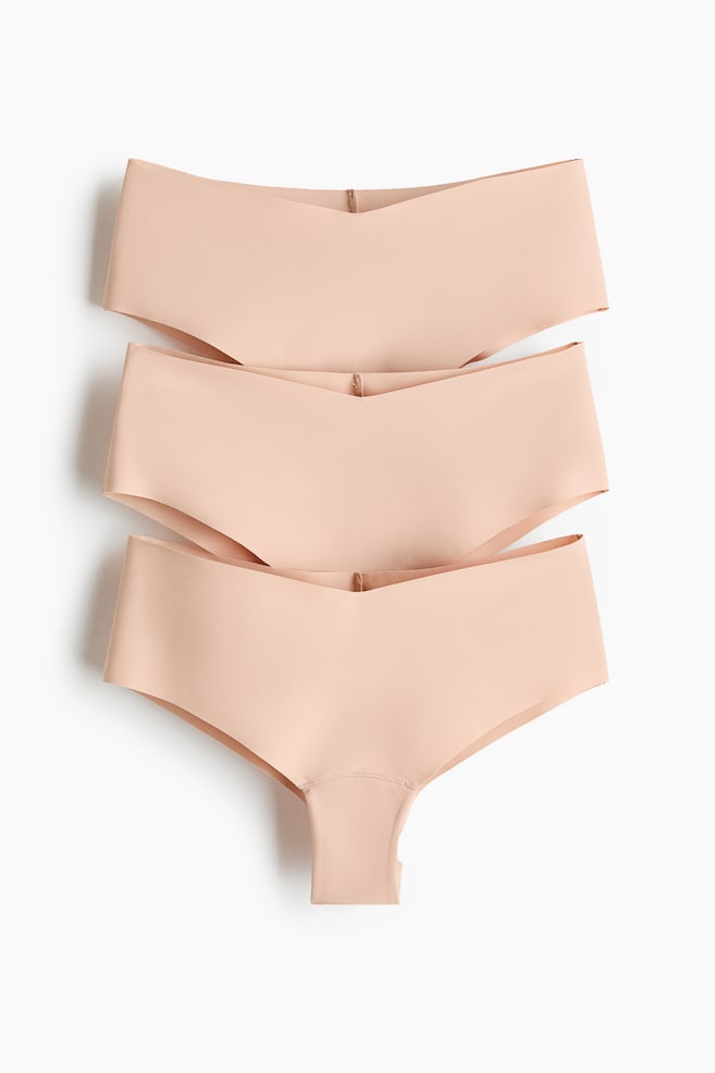 3-pack invisible hipster briefs with Lycra® - Light beige/Black/Black/Beige/Pink/Light pink/Brown - 1