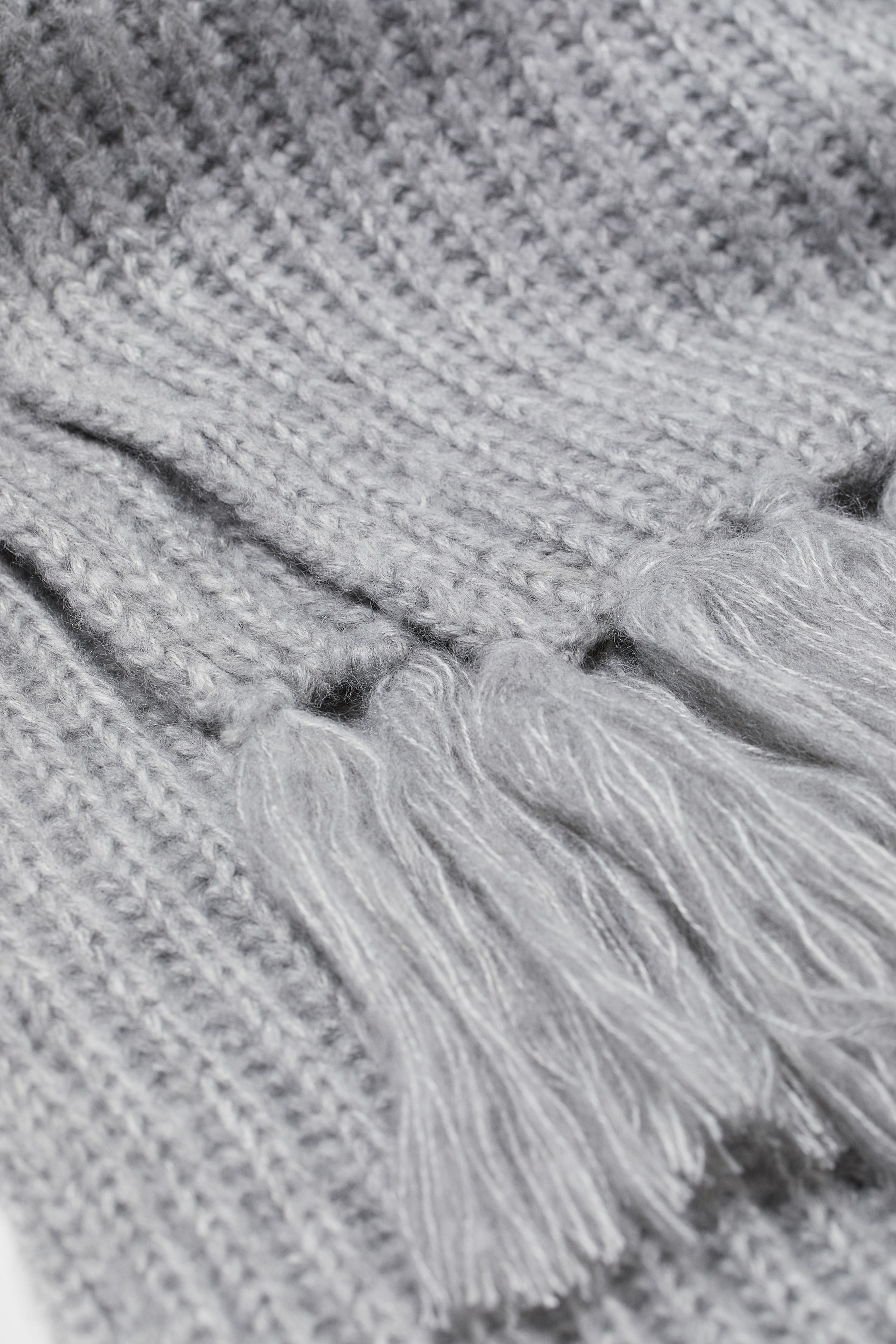 DALLE PIANE CASHMERE - Engelse gebreide sjaal met franjes - Made in Italy - Dames, Grijs, Eén maat