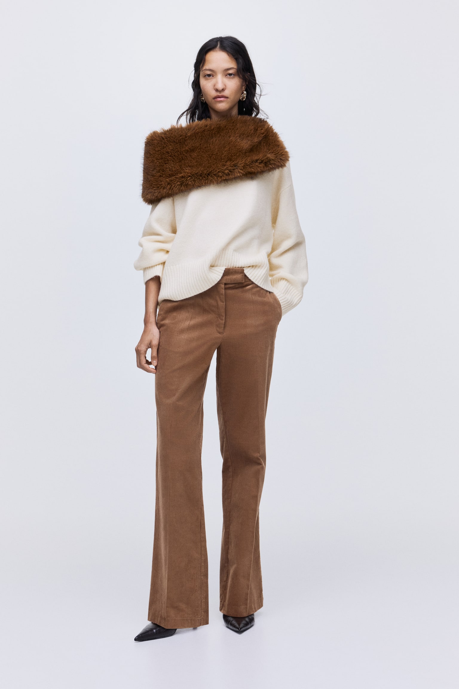 Oversized jumper - Cream/Red/Dark grey marl/Dark brown - 5