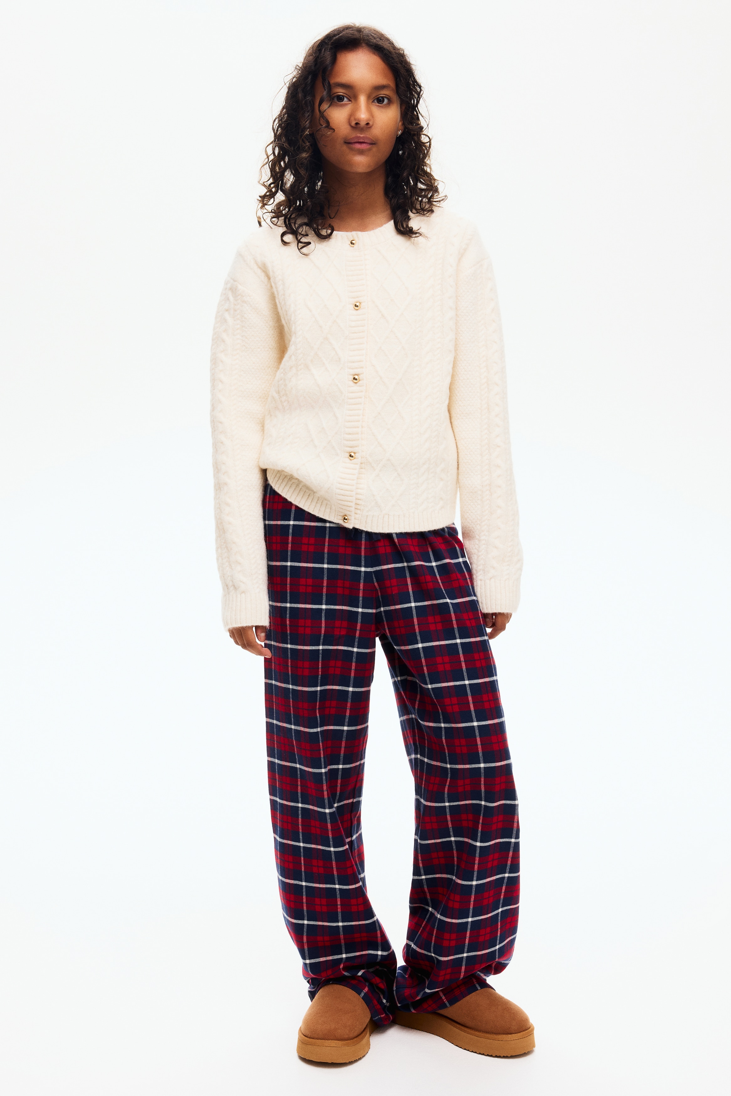 Girls - Red/Checked Cotton pyjama bottoms - Size: 12-14Y  - H&M