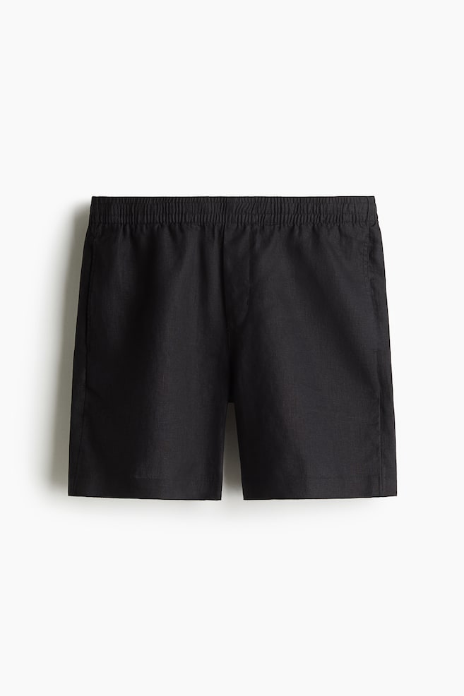 Short Regular Fit en lin - Noir/Blanc - 1
