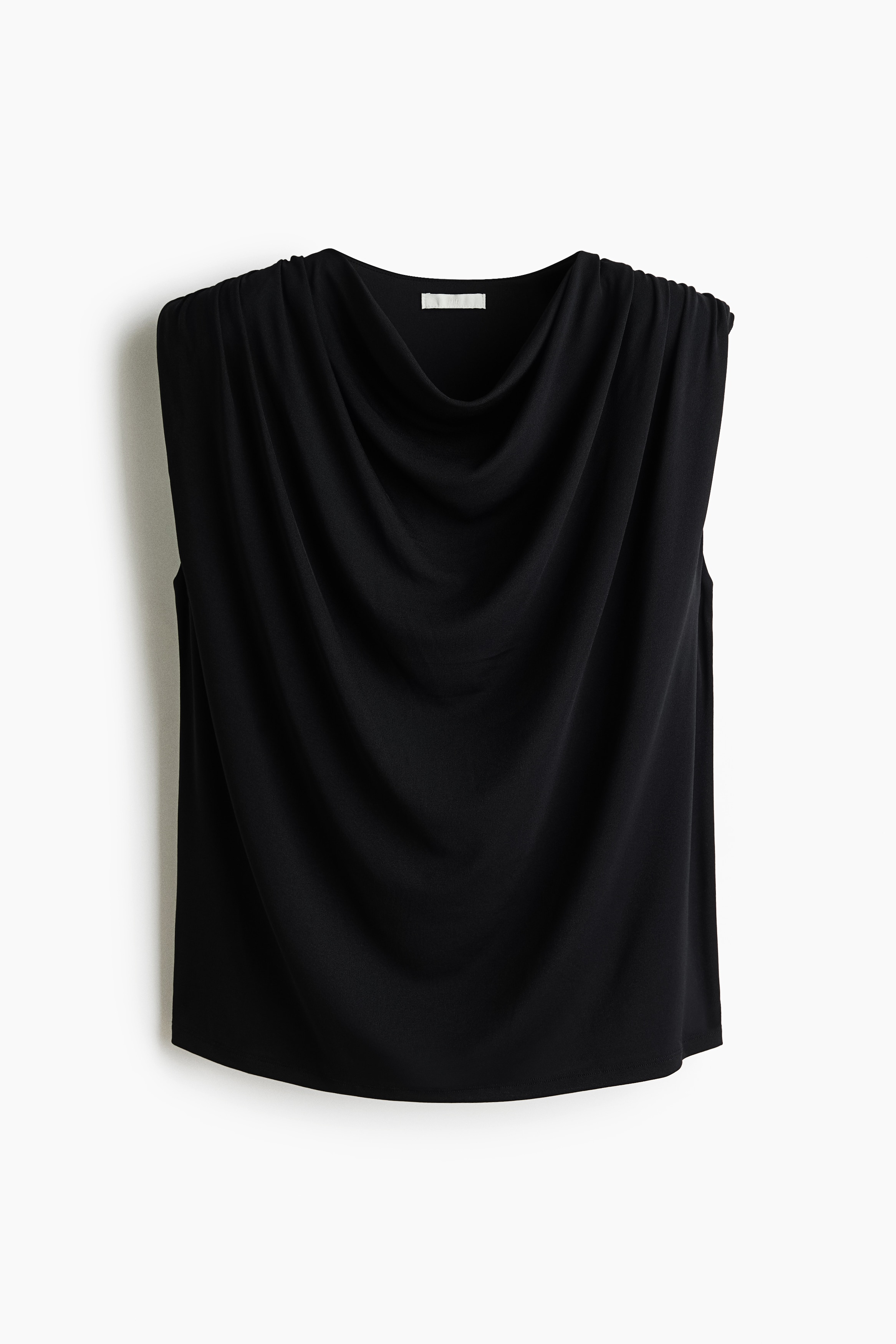 Draped Top with Shoulder Pads - Black/Brown