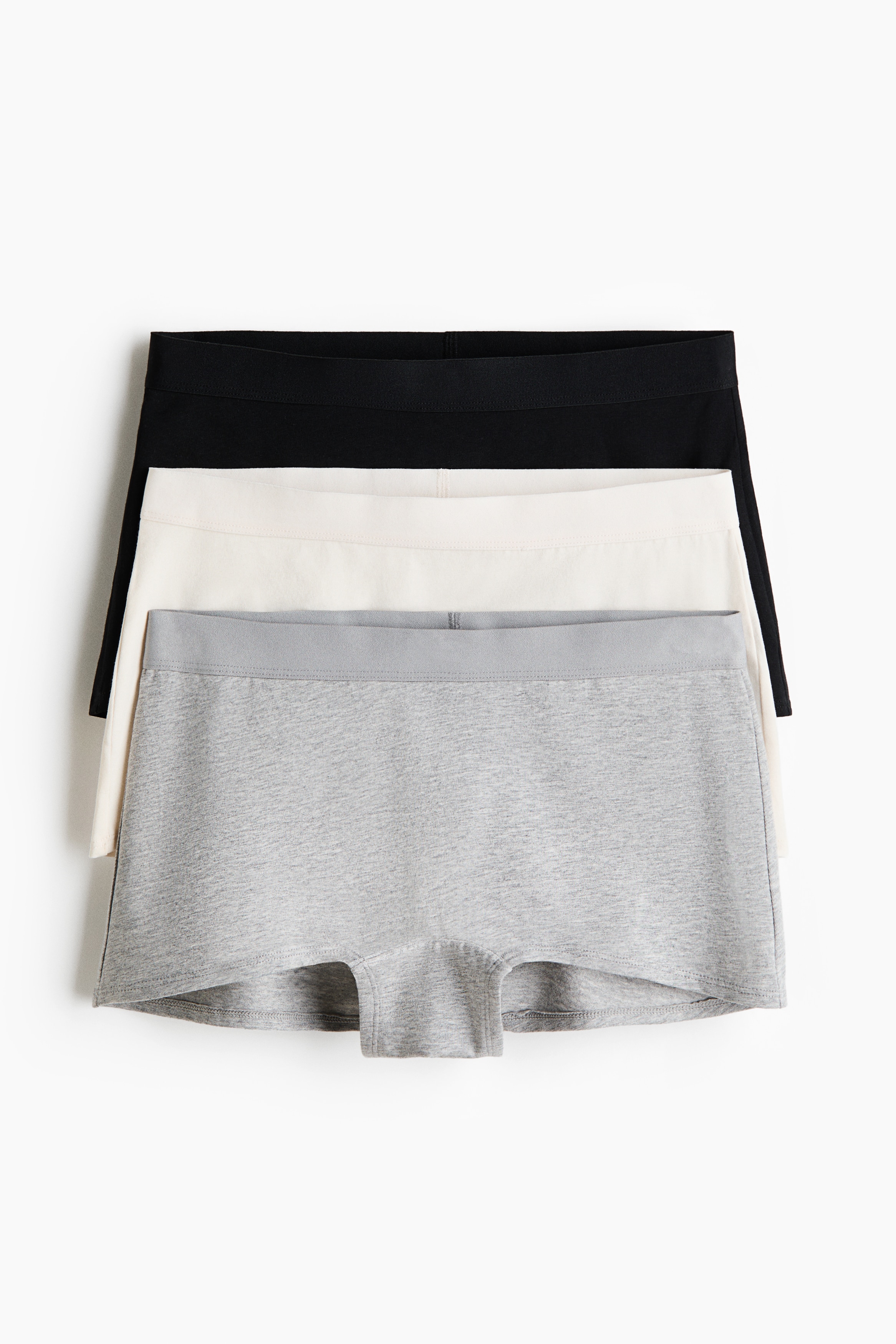 3-pack cotton boxer briefs - Light grey marl/Black/Black/Light pink/Cream/Black/Grey-green/Grey marl/Light beige marl/White/Pink/Light grey marl/Black