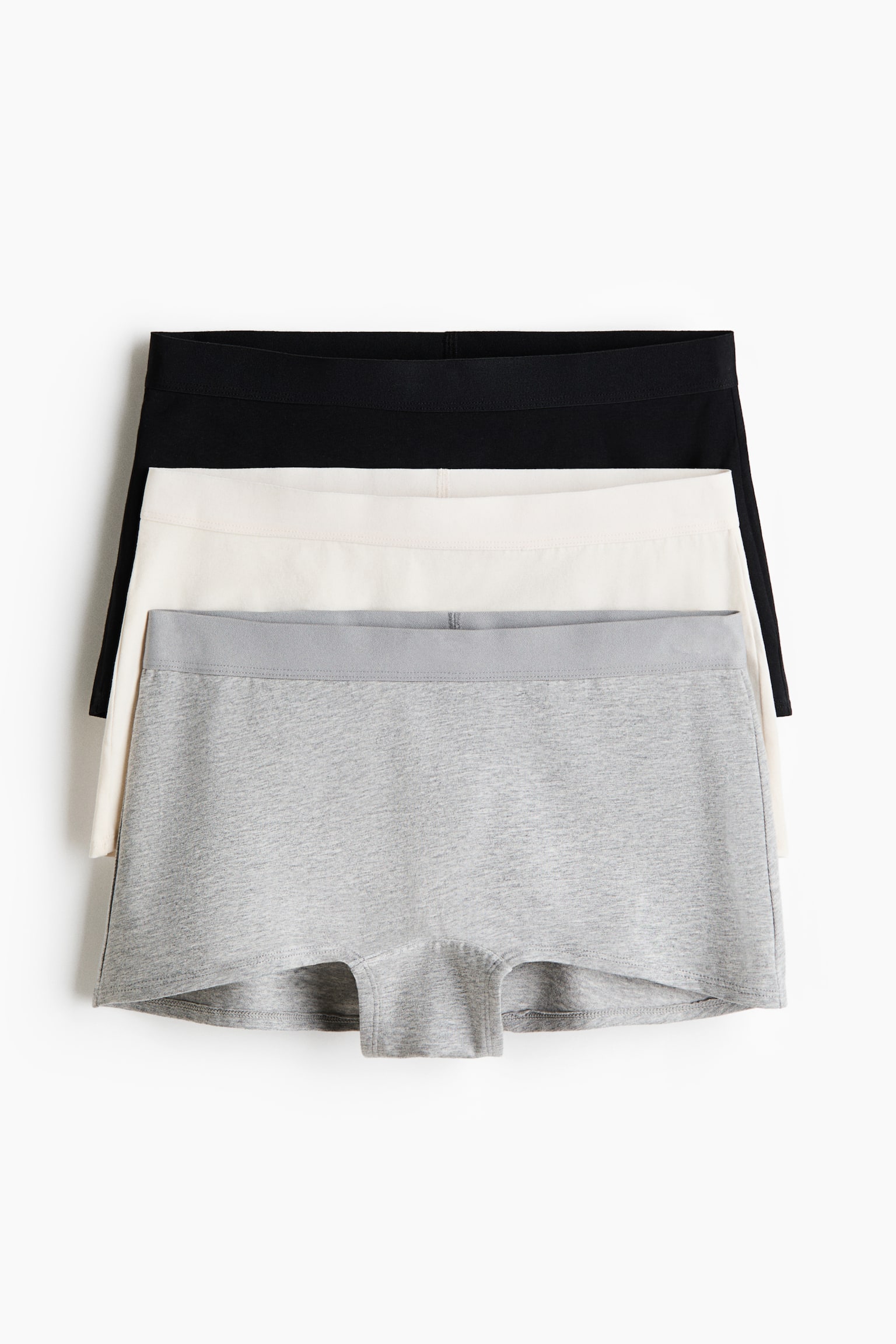 3-pack cotton boxer briefs - Light grey marl/Black/Black/Light grey marl/Powder pink/Light beige marl/White/Pink/Grey-green/Grey marl - 2