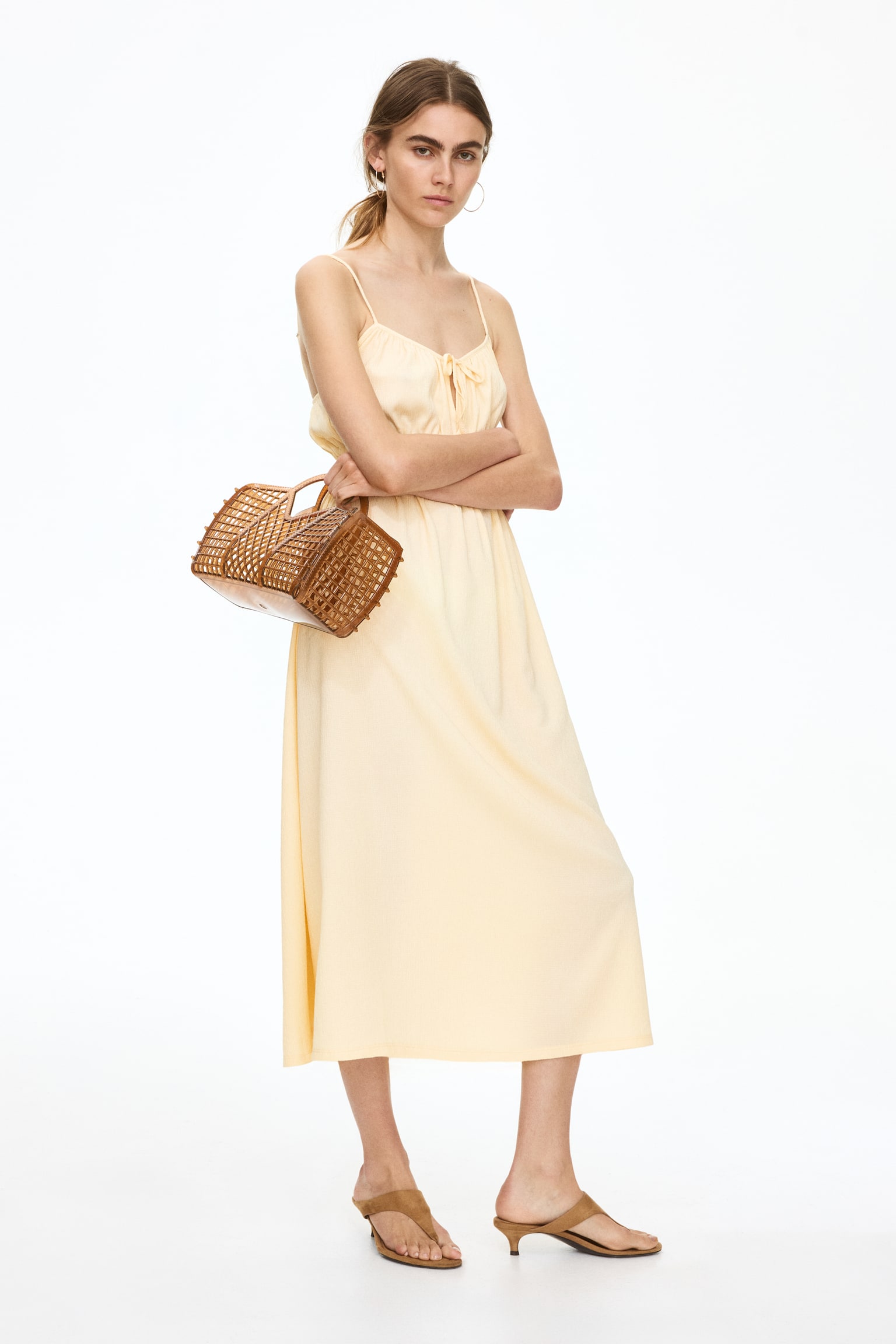 Vestido de punto efecto arrugado - Amarillo/Negro/Estampado/Rojo - 1