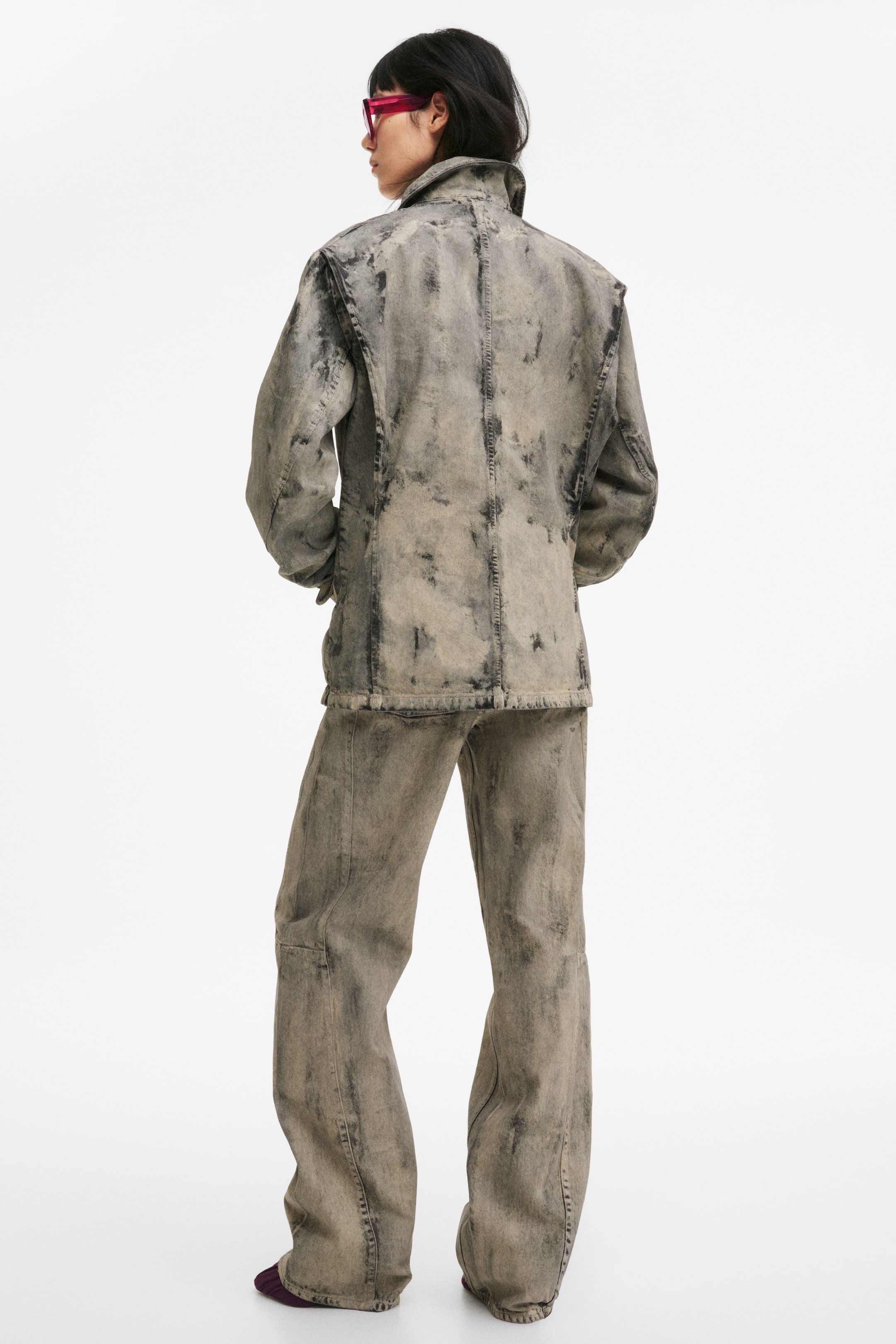 Veste en denim à effet peint