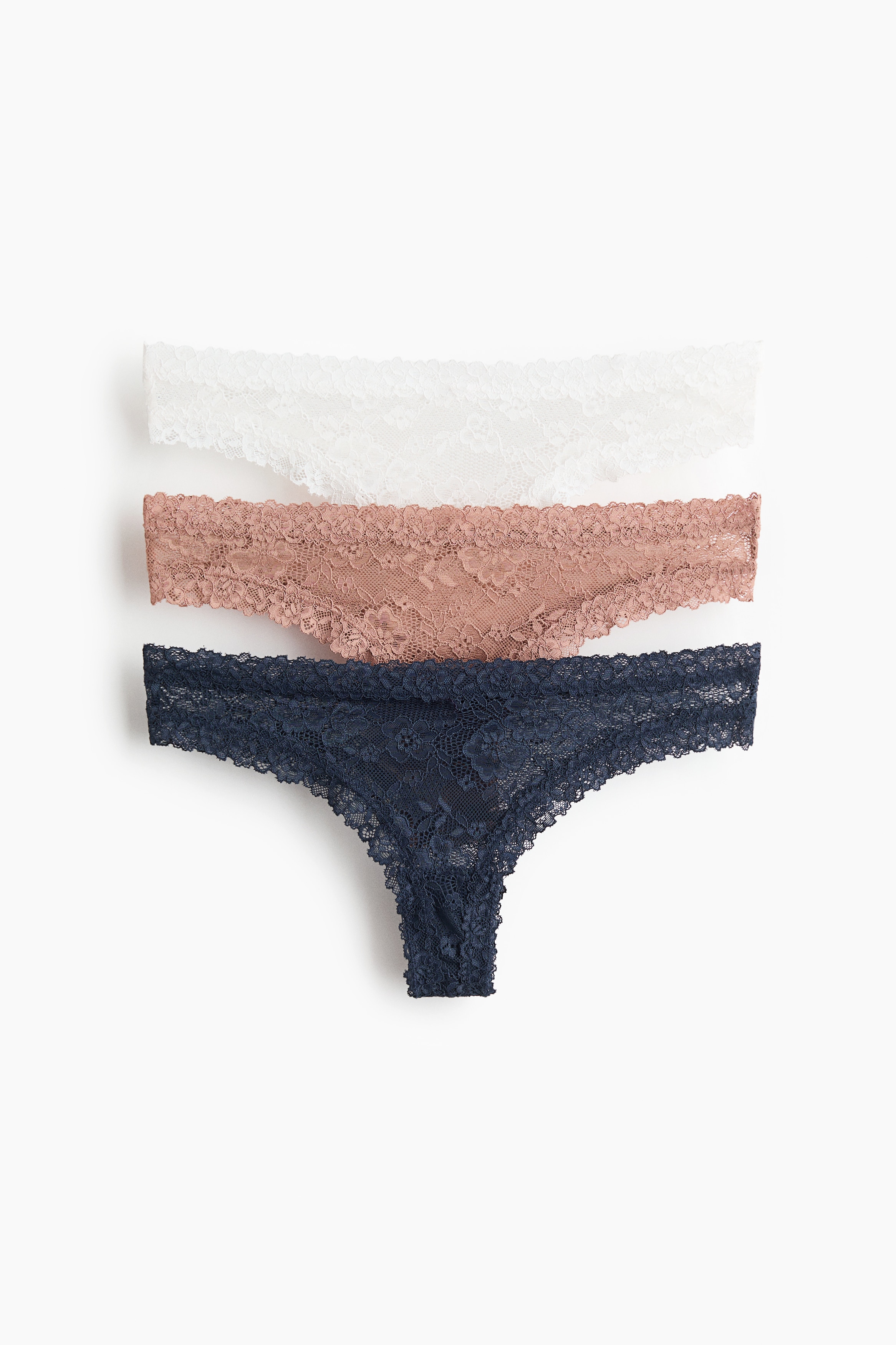 3-pak blondetrusser Brazilian - Mørk beige/Marineblå/Sort/Lyseblå/Mørk blågrøn/Hvid