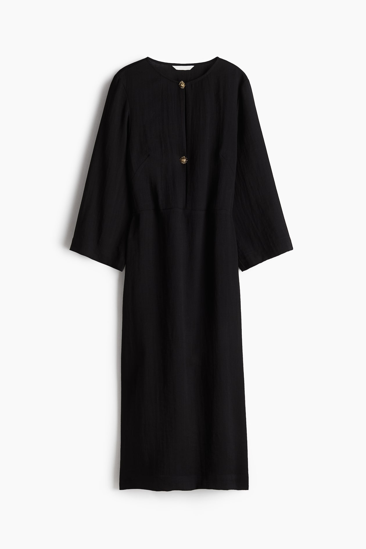 fitted lace wedding dress TA3 Notchy Long Sleeve Midi Dress - Contour Black/Oat - L main image 1
