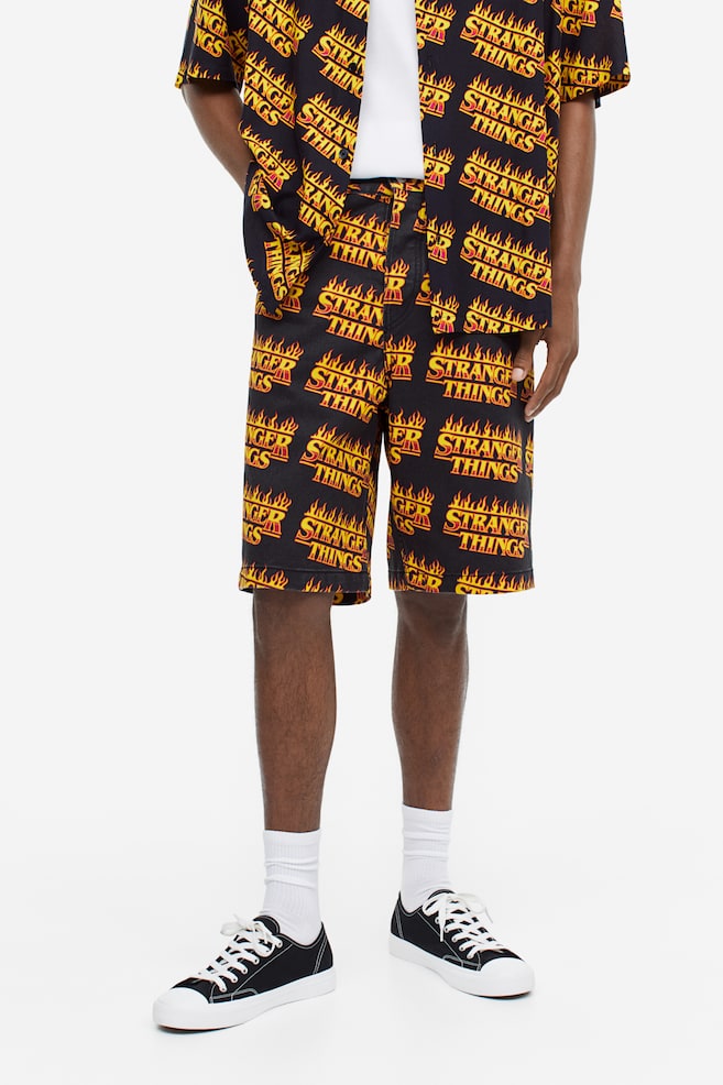 Loose Fit Printed twill shorts - Black/Stranger Things - 5