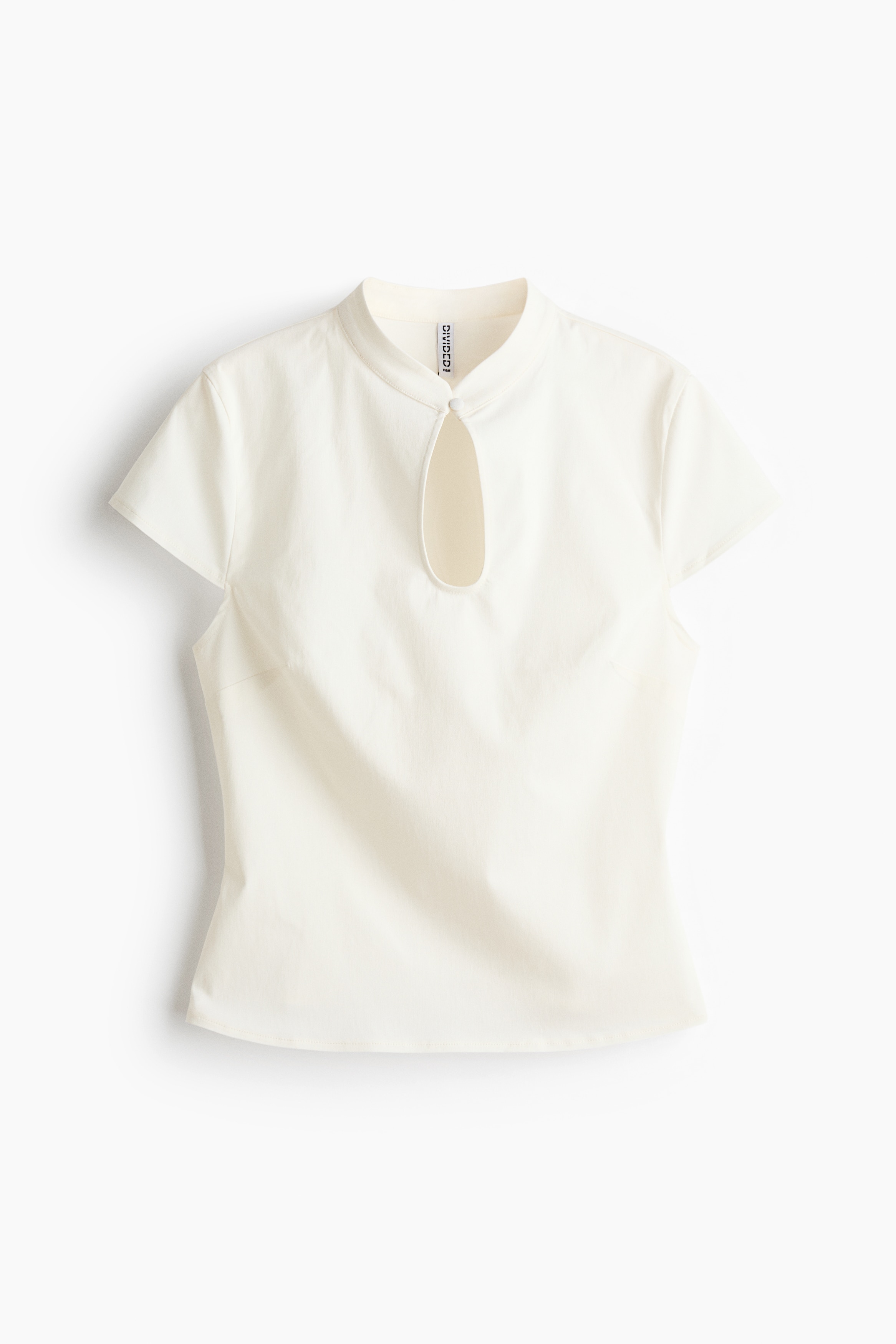 Top van viscosemix met splitje bij de hals - Roomwit/Zwart/Zwart/polkadot