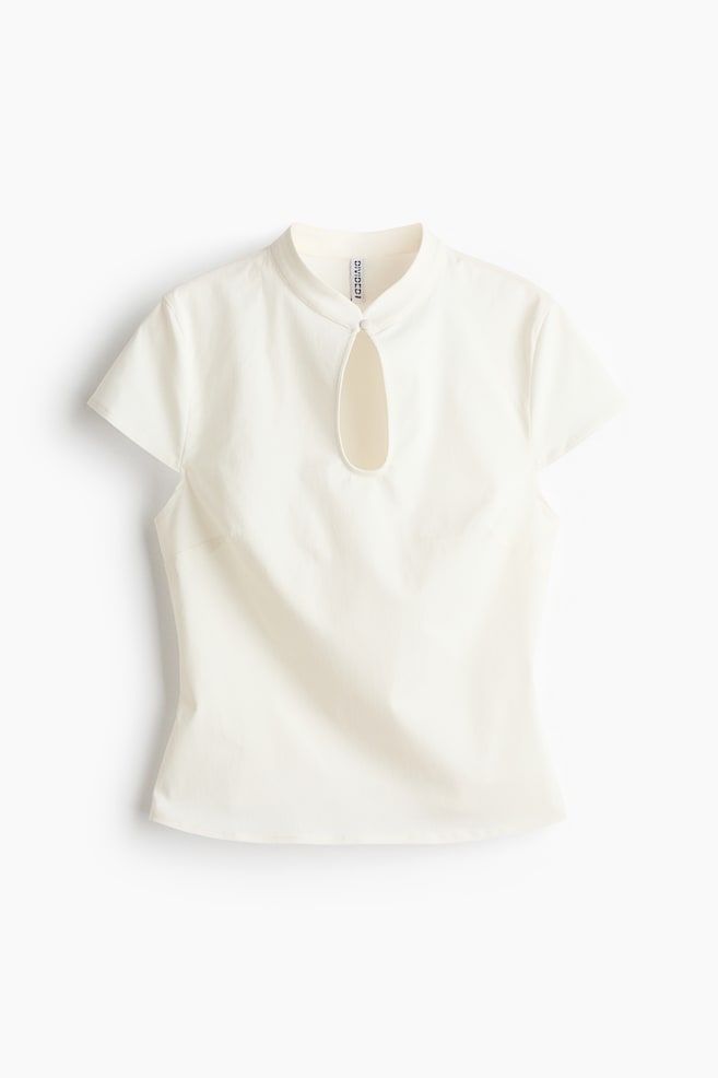 Shirt aus Viskosegemisch mit Keyhole-Öffnung - Cremefarben/Schwarz/Schwarz/Polka Dots - 1