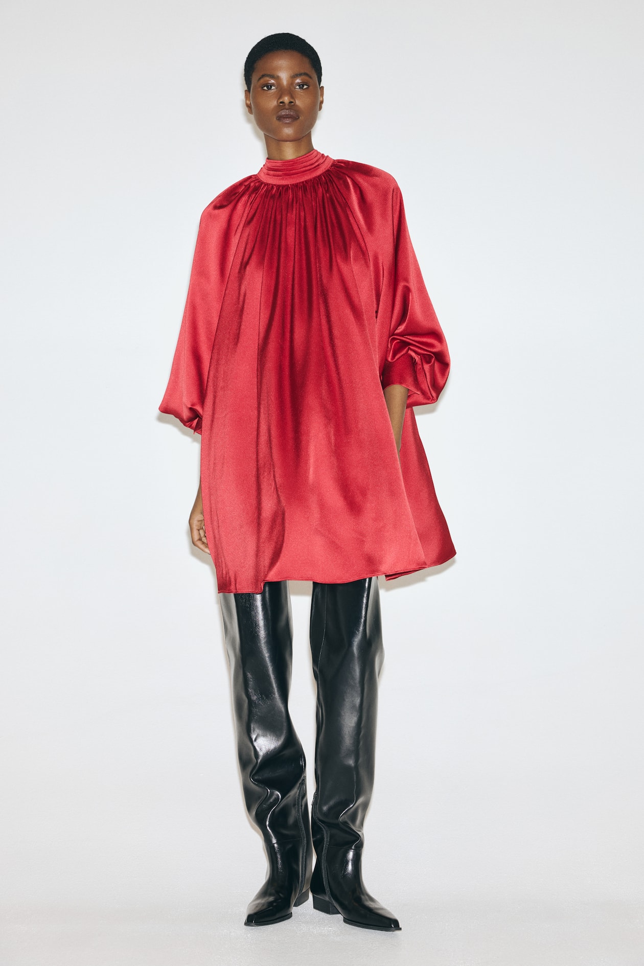 Scarf-Detail Satin Dress - image 5