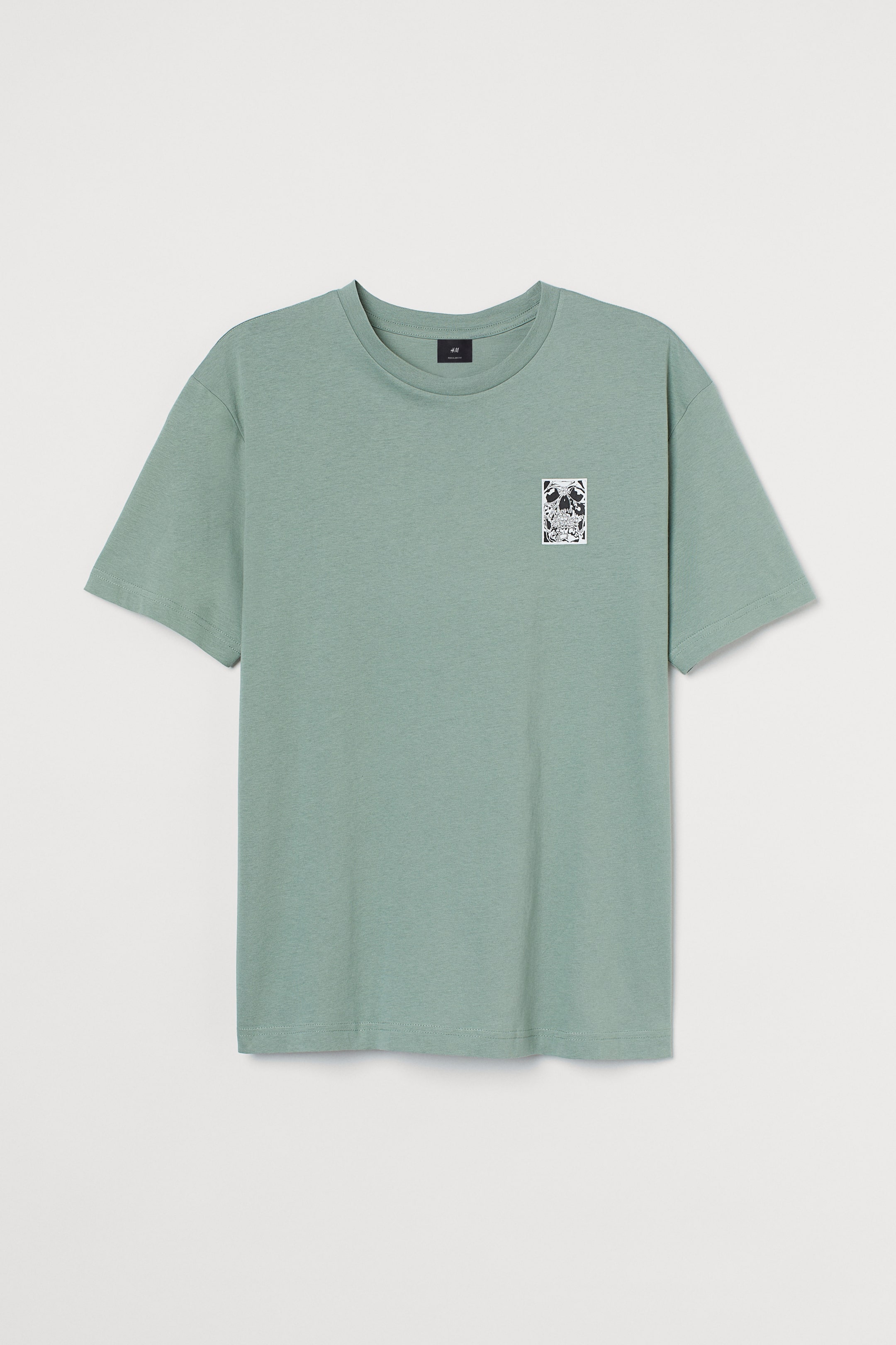 View larger image: Regular Fit T-shirt - Sage green/Skull - Men | H&M IN 1