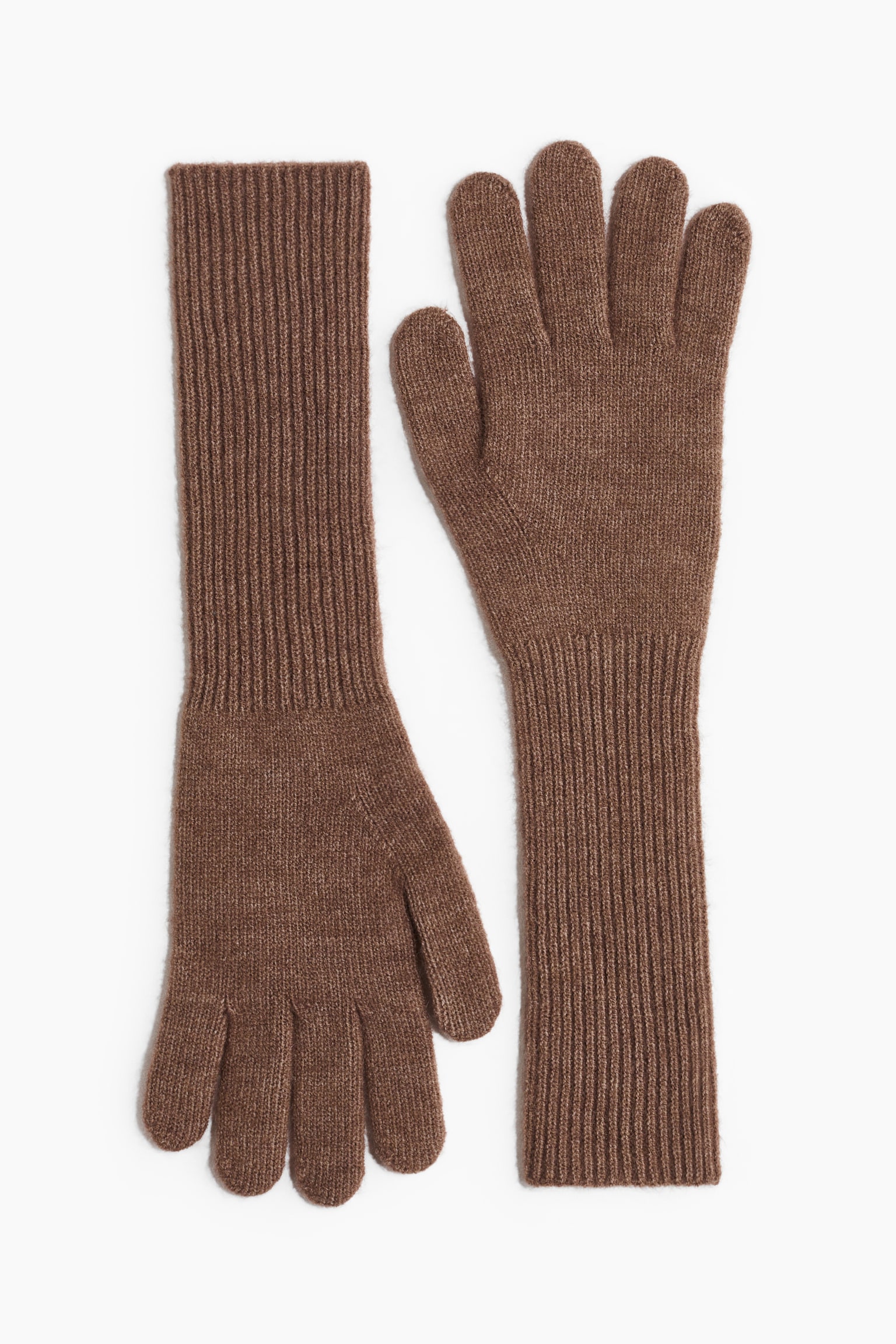 Long knitted gloves - חום/אפור כהה - 1