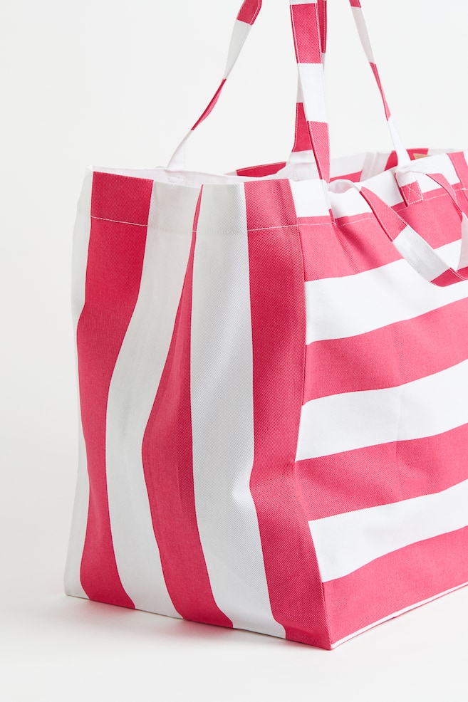 Cotton canvas beach bag - Pink/Striped/Light beige/Striped/Yellow/Striped/Black/Striped/dc/dc - 5
