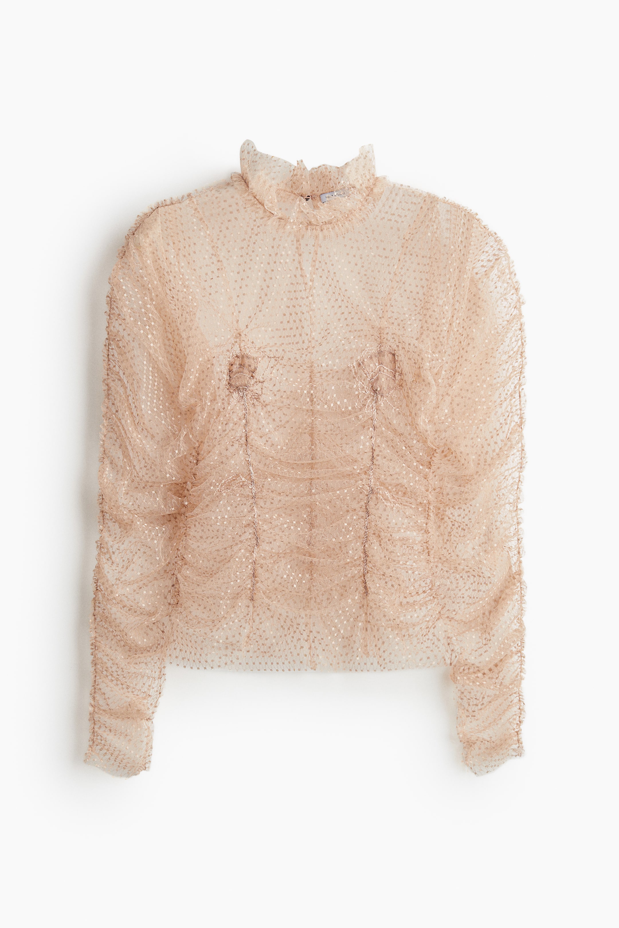 查看大圖: 刺繡網紗上衣 - 米色 - Ladies | H&M 5