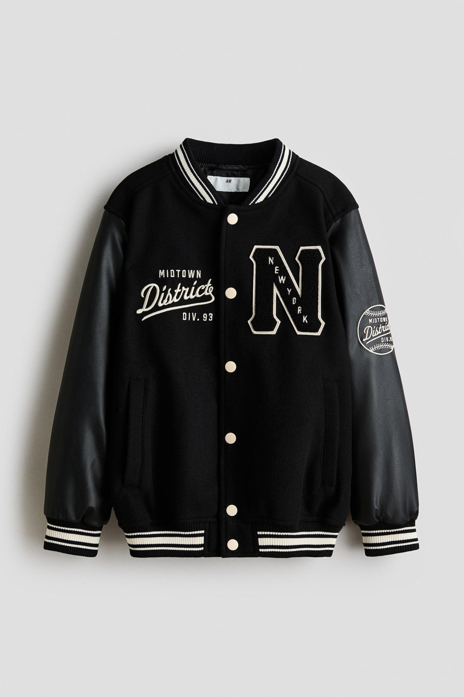 Appliquéd baseball jacket - Black/New York/Navy blue/New York - 1