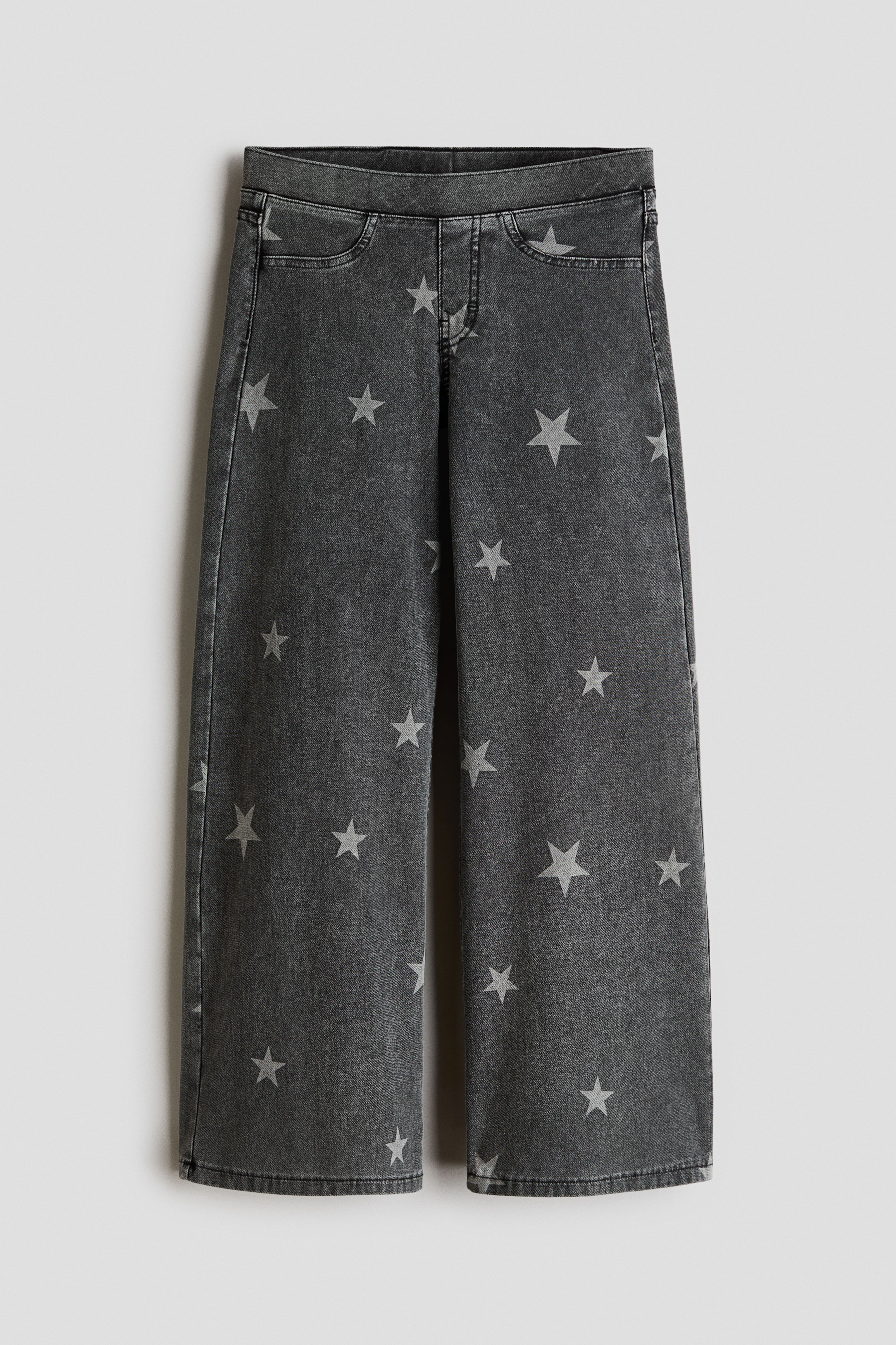 Denim-Look Wide-Leg Jeggings