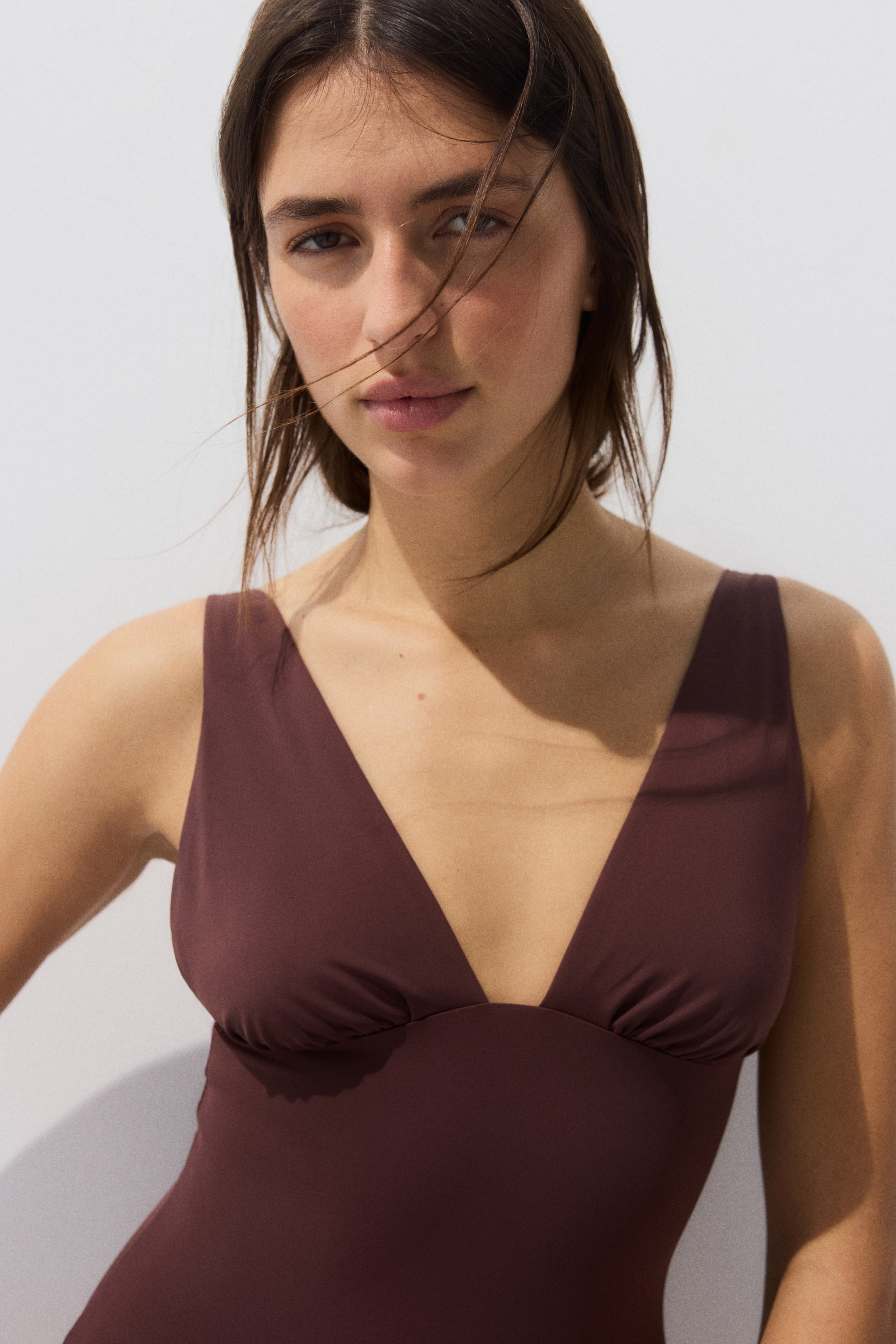 View larger image: Padded-Cup Swimsuit - Brown - Ladies | H&M US 3