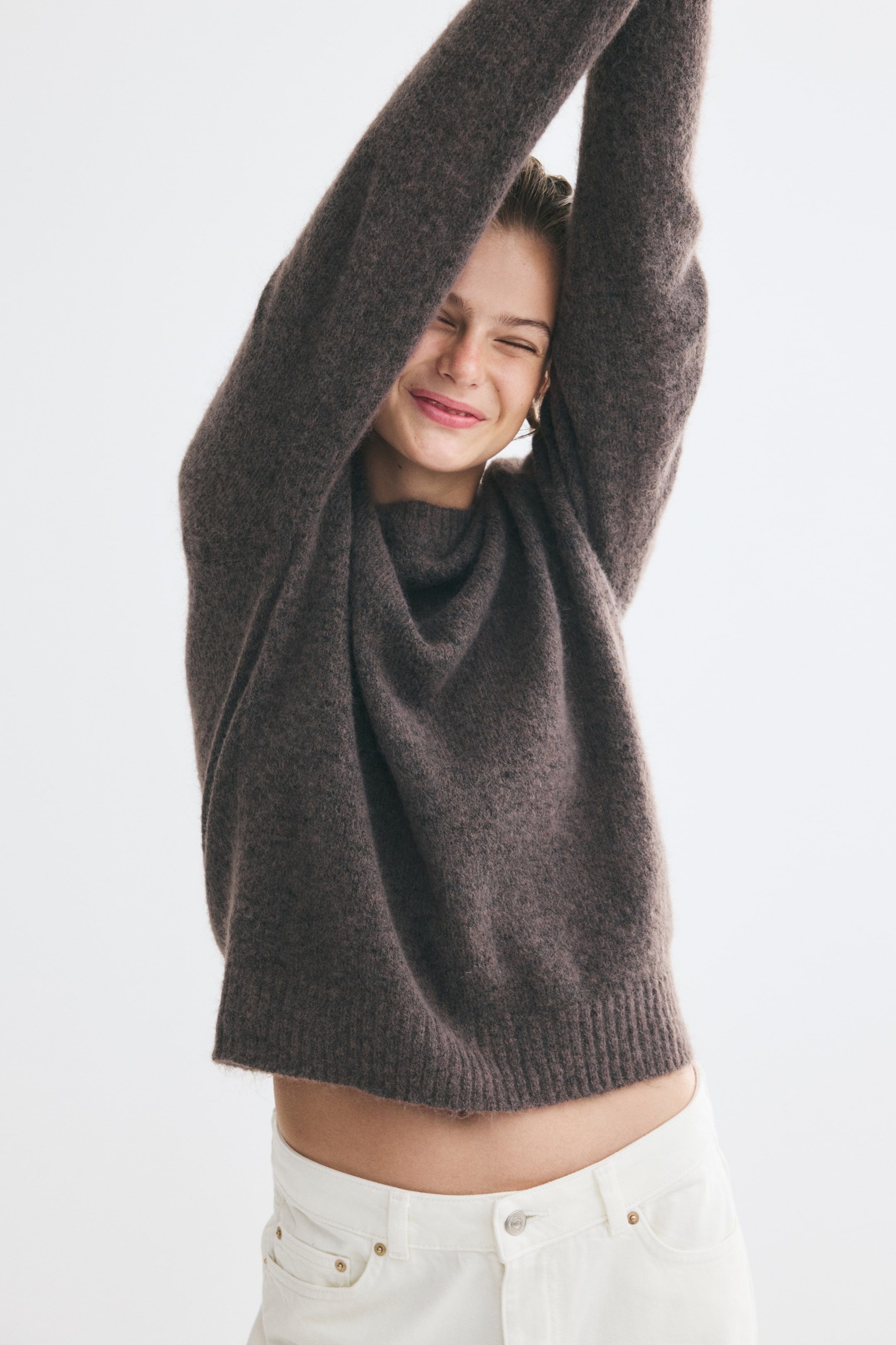 View larger image: Fitted jumper - Dark mole - Ladies | H&M 1