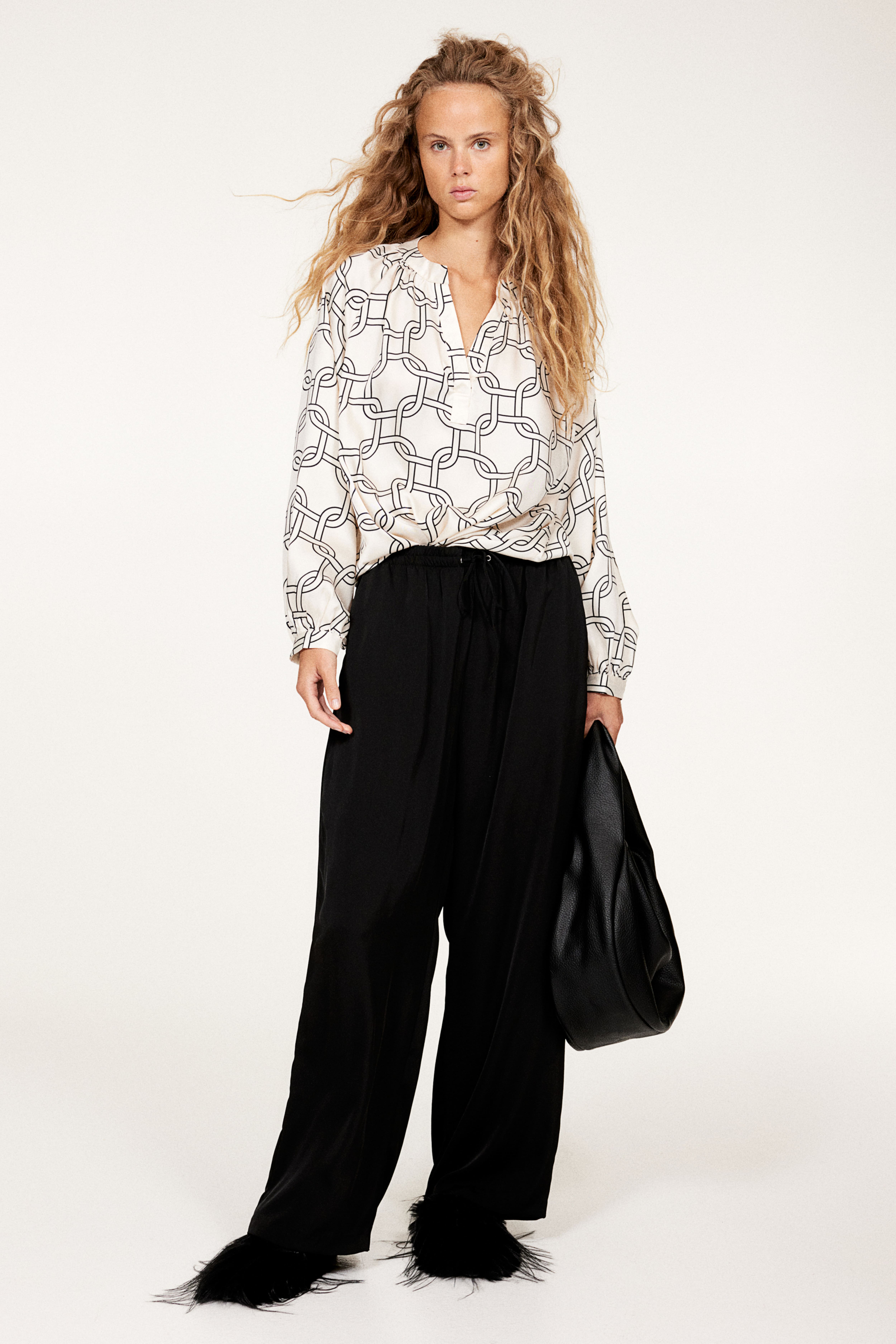 Pantalon large avec taille elastique