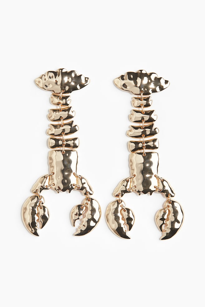 Crayfish-shaped earrings - Gold-coloured - 1