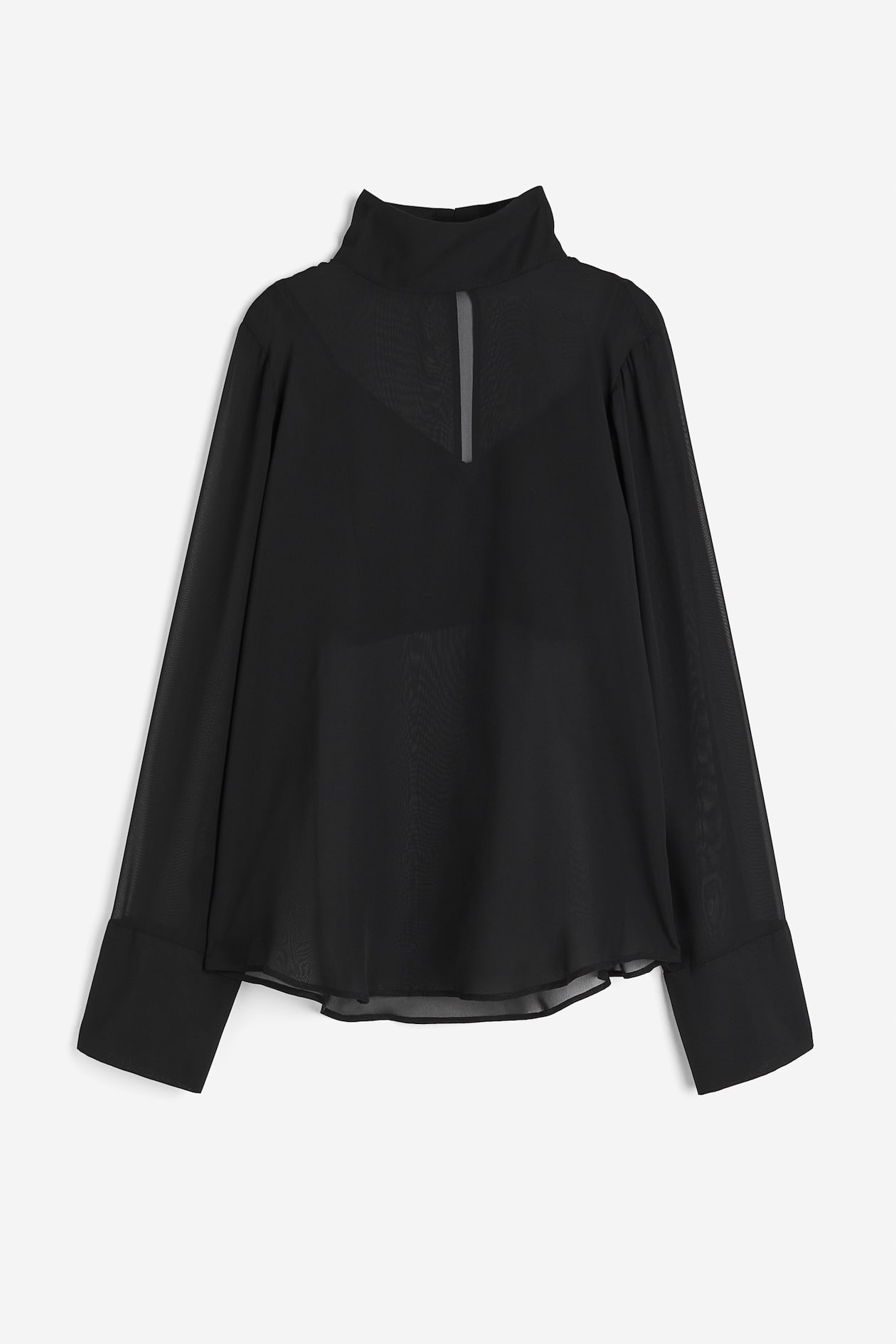 Blusa transparente con cuello elevado Negro MUJER H&M ES